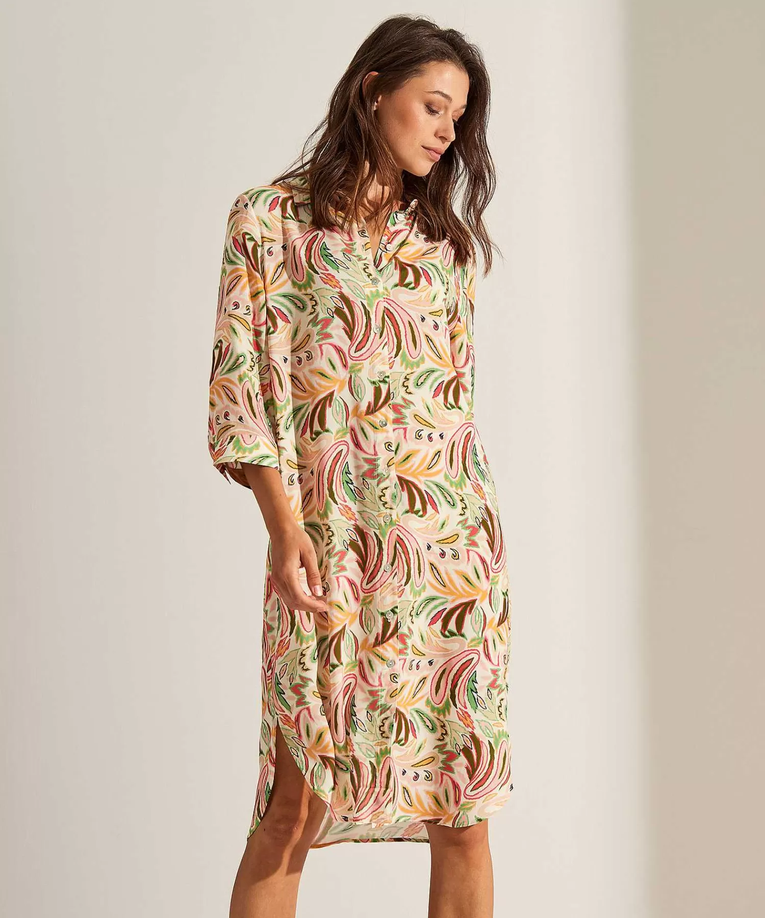 GIULIA E TU Vestido Con Botones Pastel Paisley Outlet