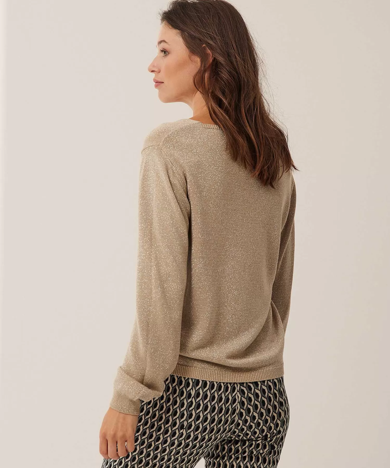 * Jersey De Lurex Con Cuello En V Store