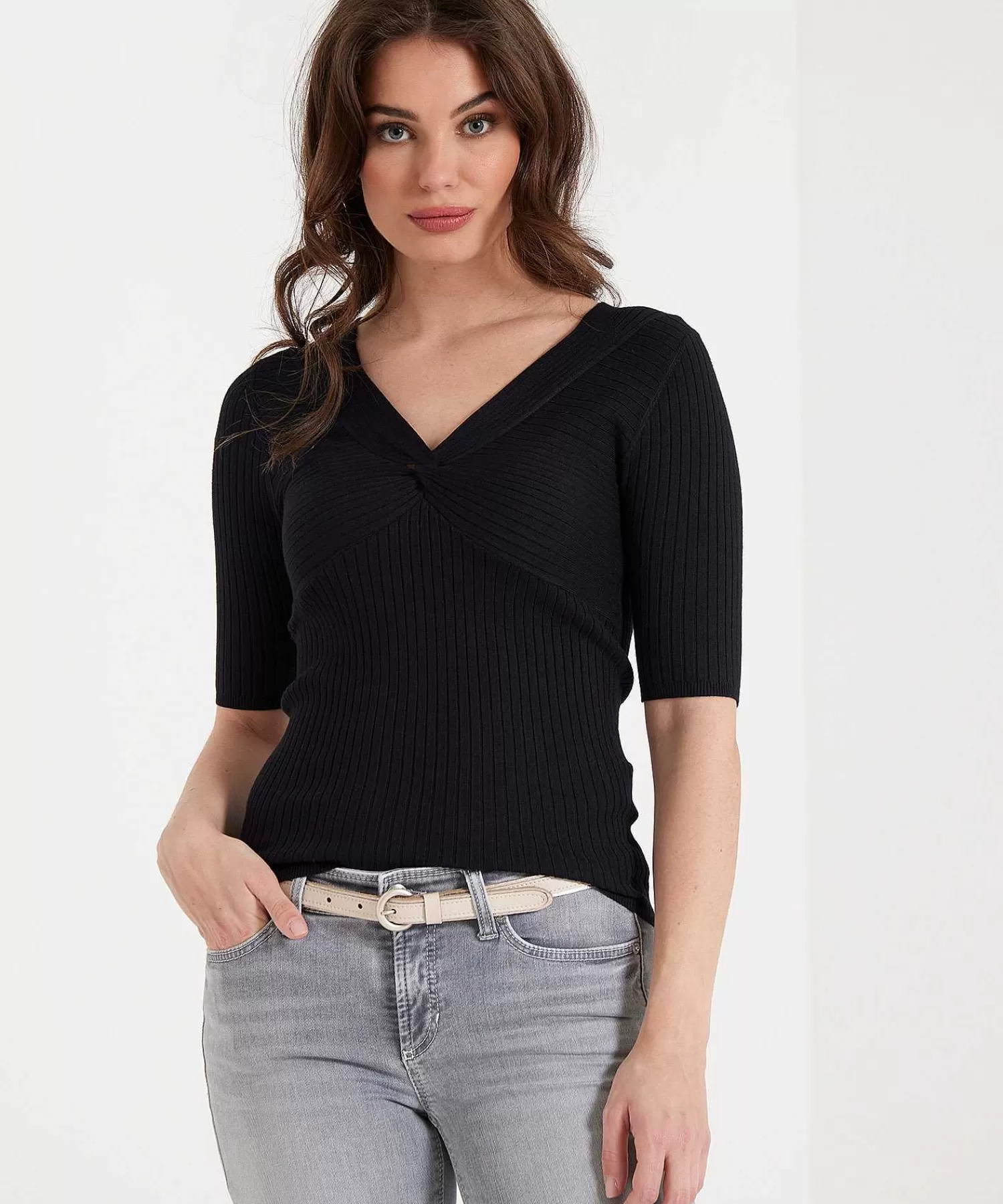 Emotions Jersey Ajustado Con Cuello De Pico Clearance
