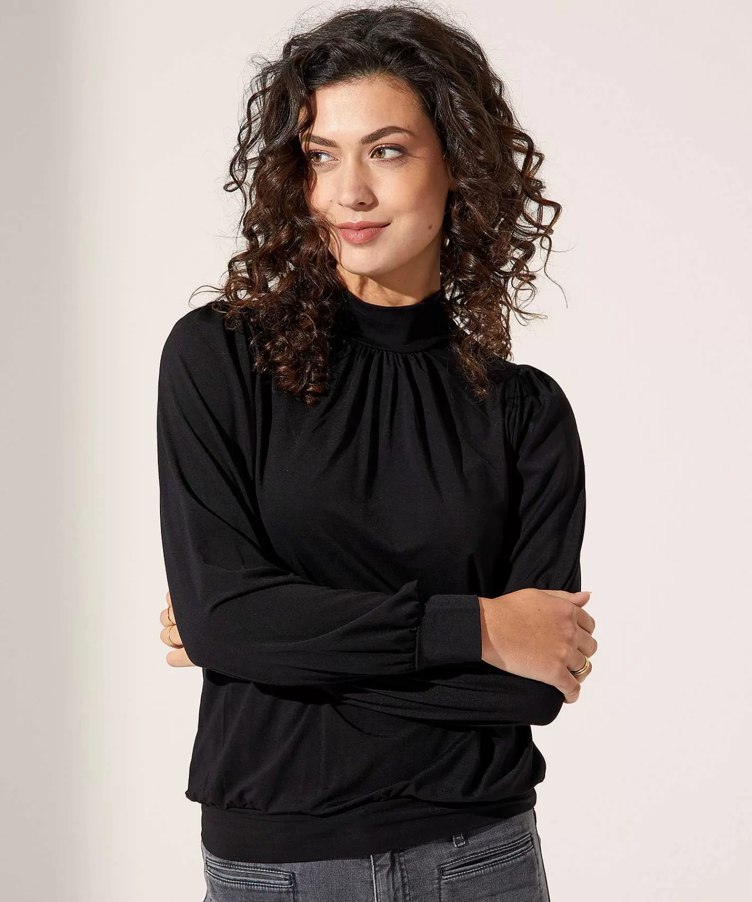 GIULIA E TU Jersey De Cuello Alto Con Pliegues Flash Sale