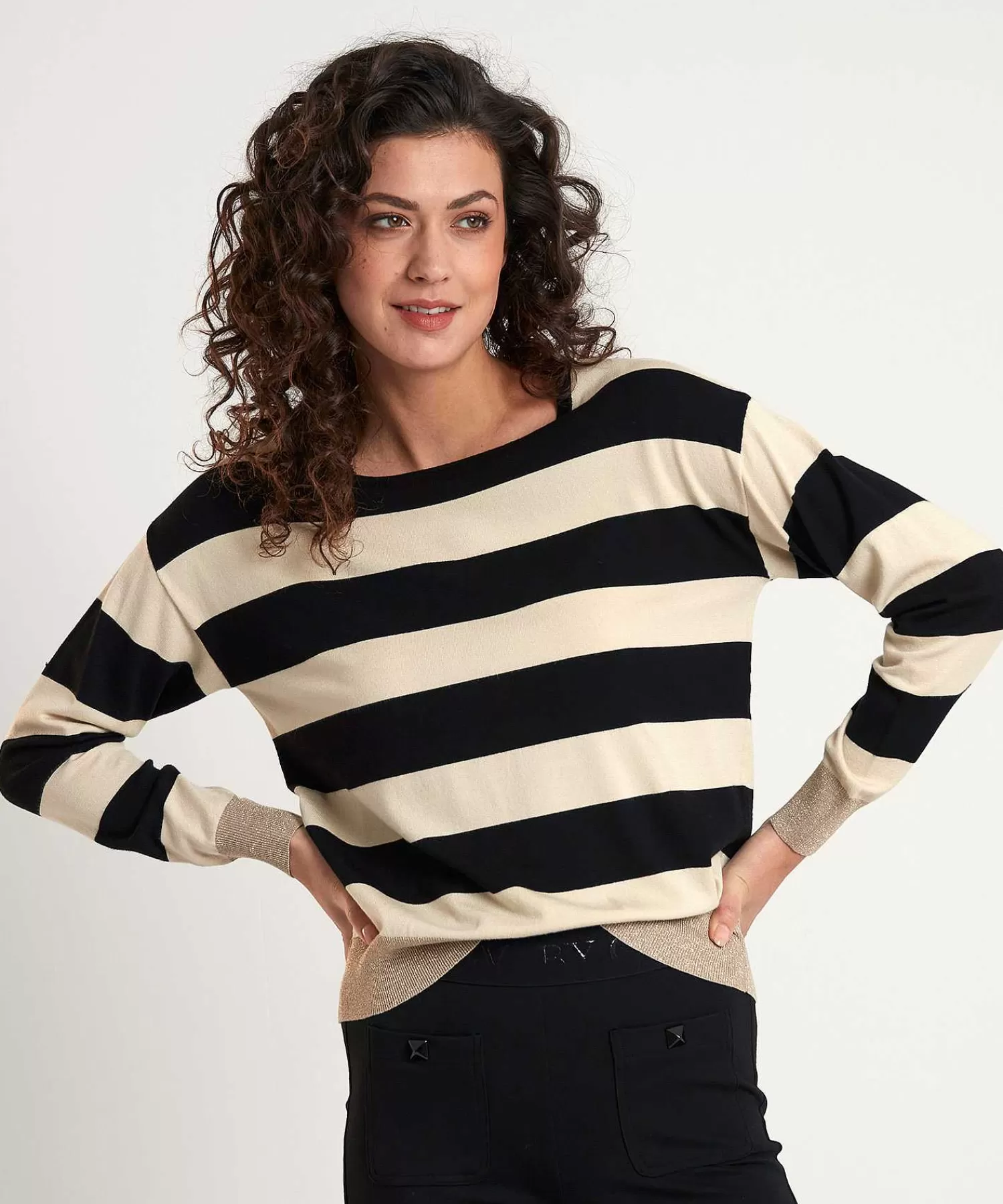 GIULIA E TU Jersey De Rayas Con Cuello De Lurex Store