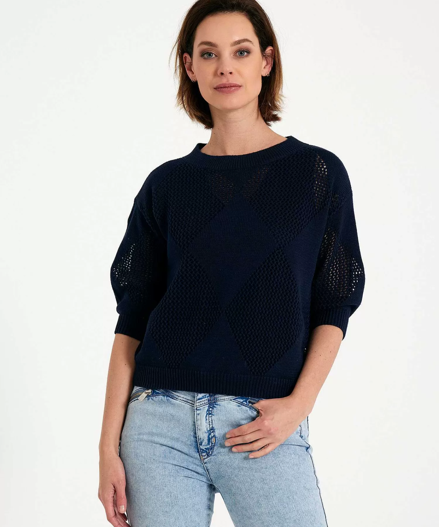 GIULIA E TU Jersey Ajour Argyle Flash Sale