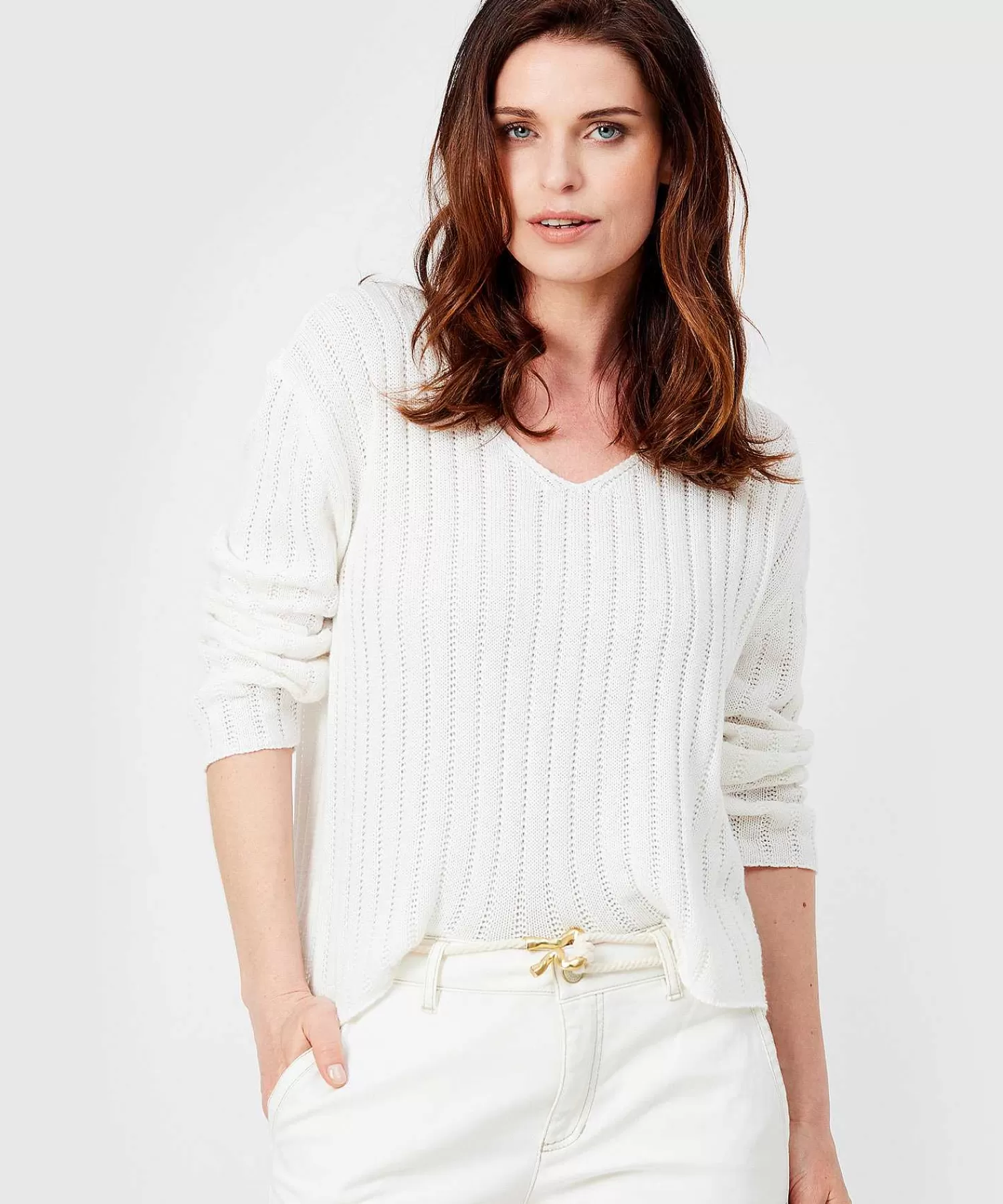 GIULIA E TU Jersey Con Cuello En V Ajour Cheap