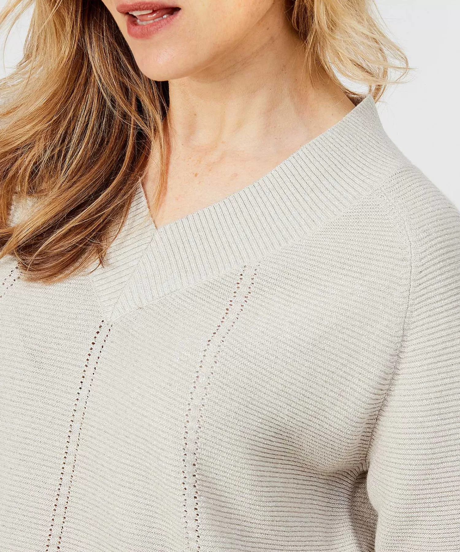 GIULIA E TU Jersey Con Cuello En V Y Purpurina Flash Sale