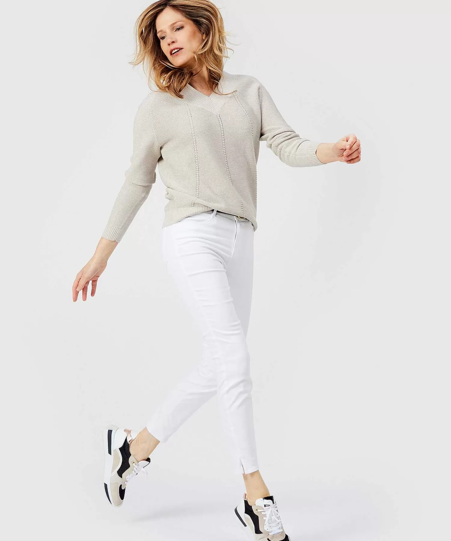 GIULIA E TU Jersey Con Cuello En V Y Purpurina Flash Sale