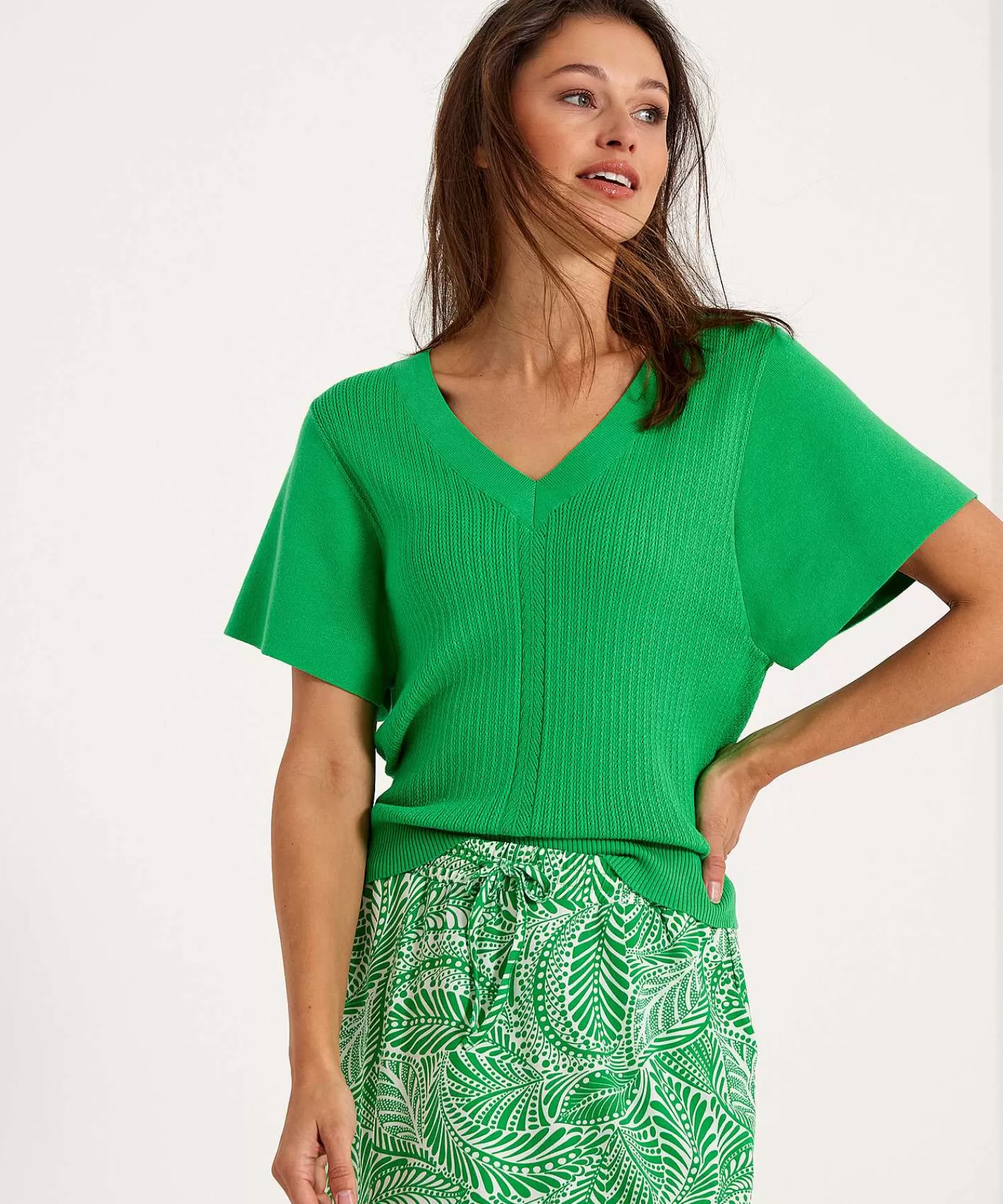 GIULIA E TU Jersey Pointelle Con Cuello En V Discount