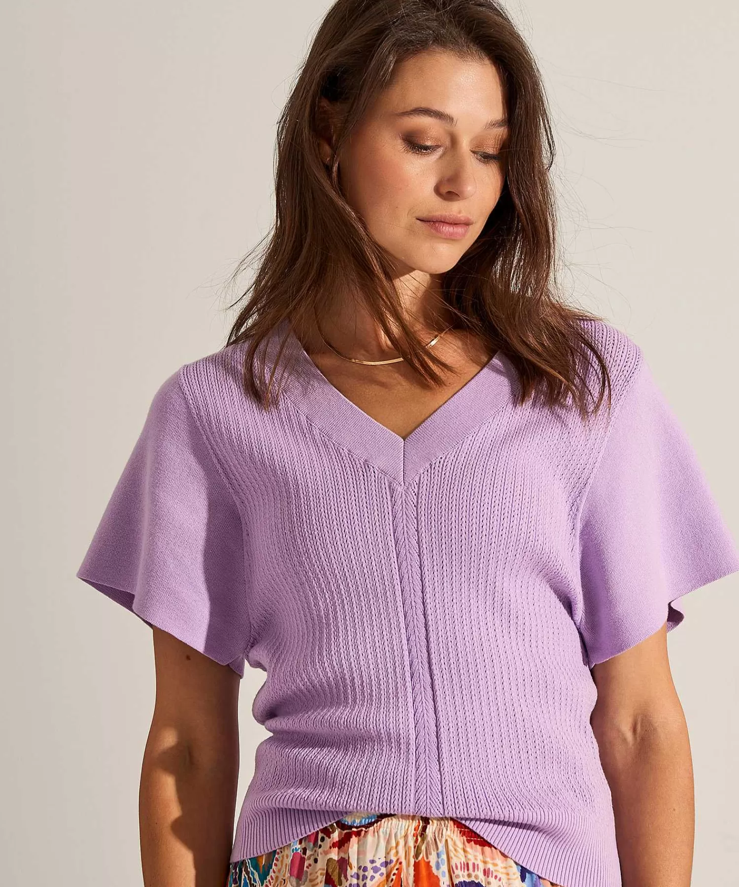 GIULIA E TU Jersey Pointelle Con Cuello En V Flash Sale