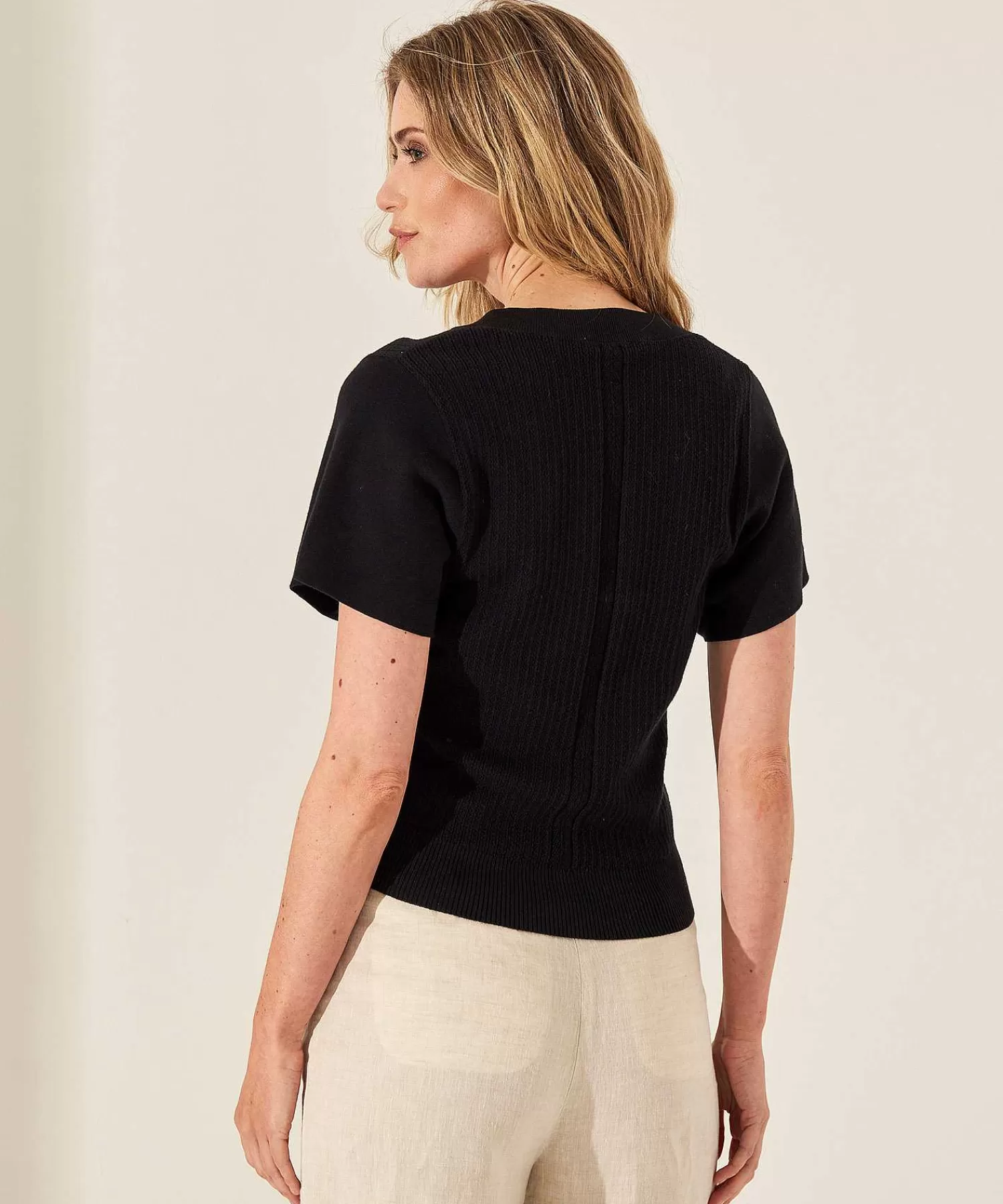 GIULIA E TU Jersey Pointelle Con Cuello En V Discount