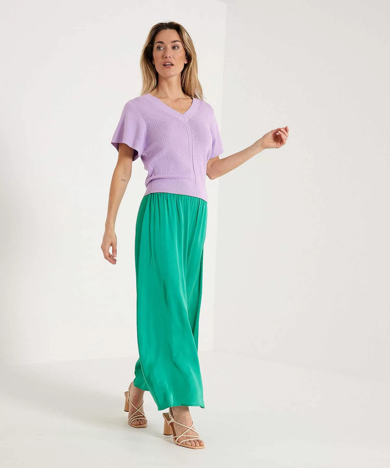 GIULIA E TU Jersey Pointelle Con Cuello En V Flash Sale