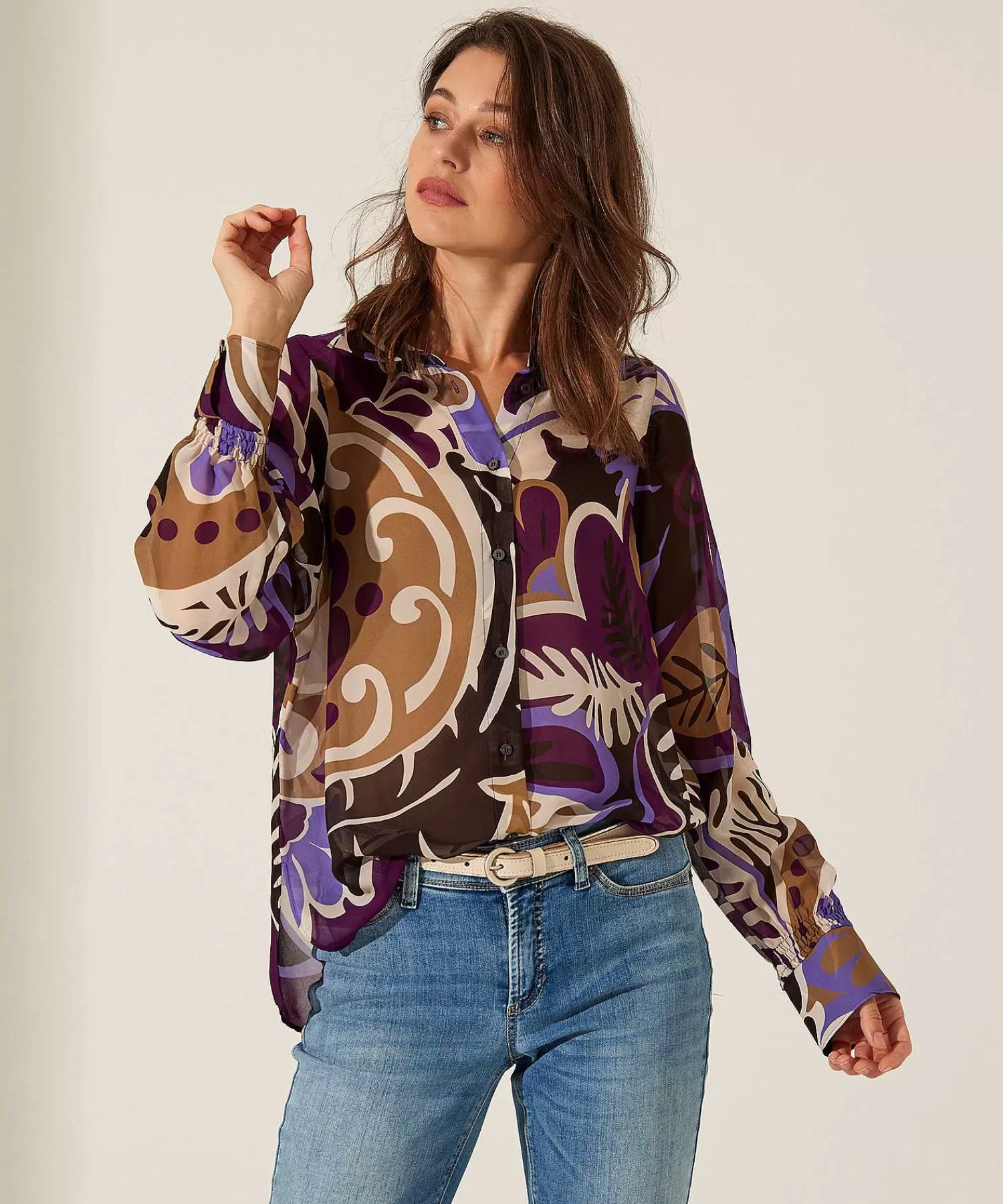 Luisa Cerano Blusa Voile Estampado Flores Outlet