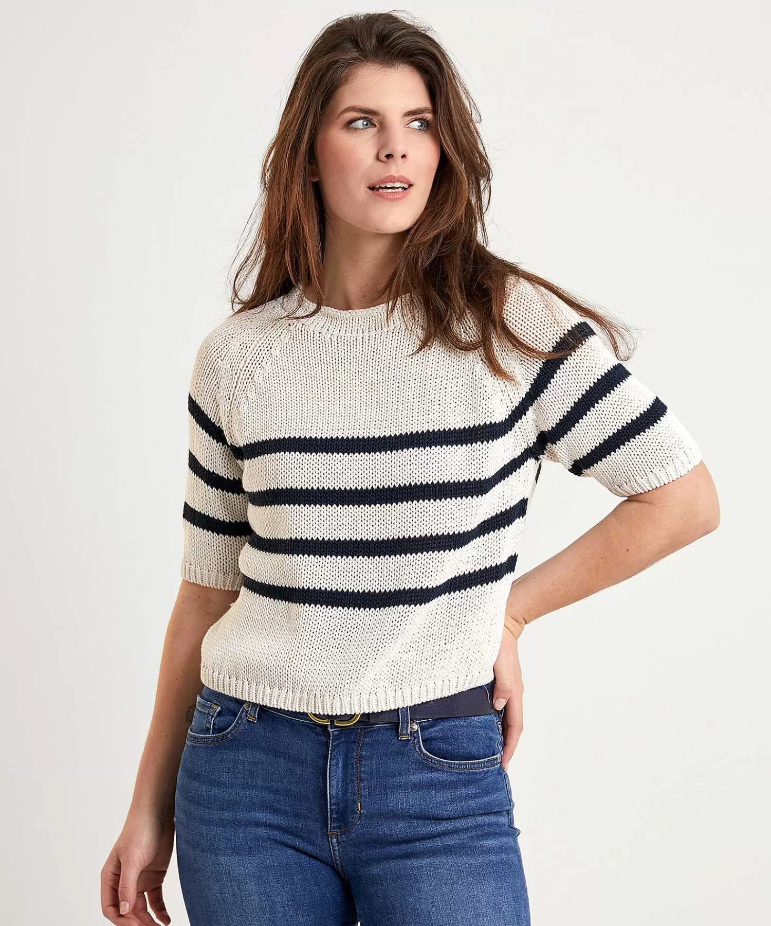 Luisa Cerano Jersey Manga Corta Y Rayas Discount