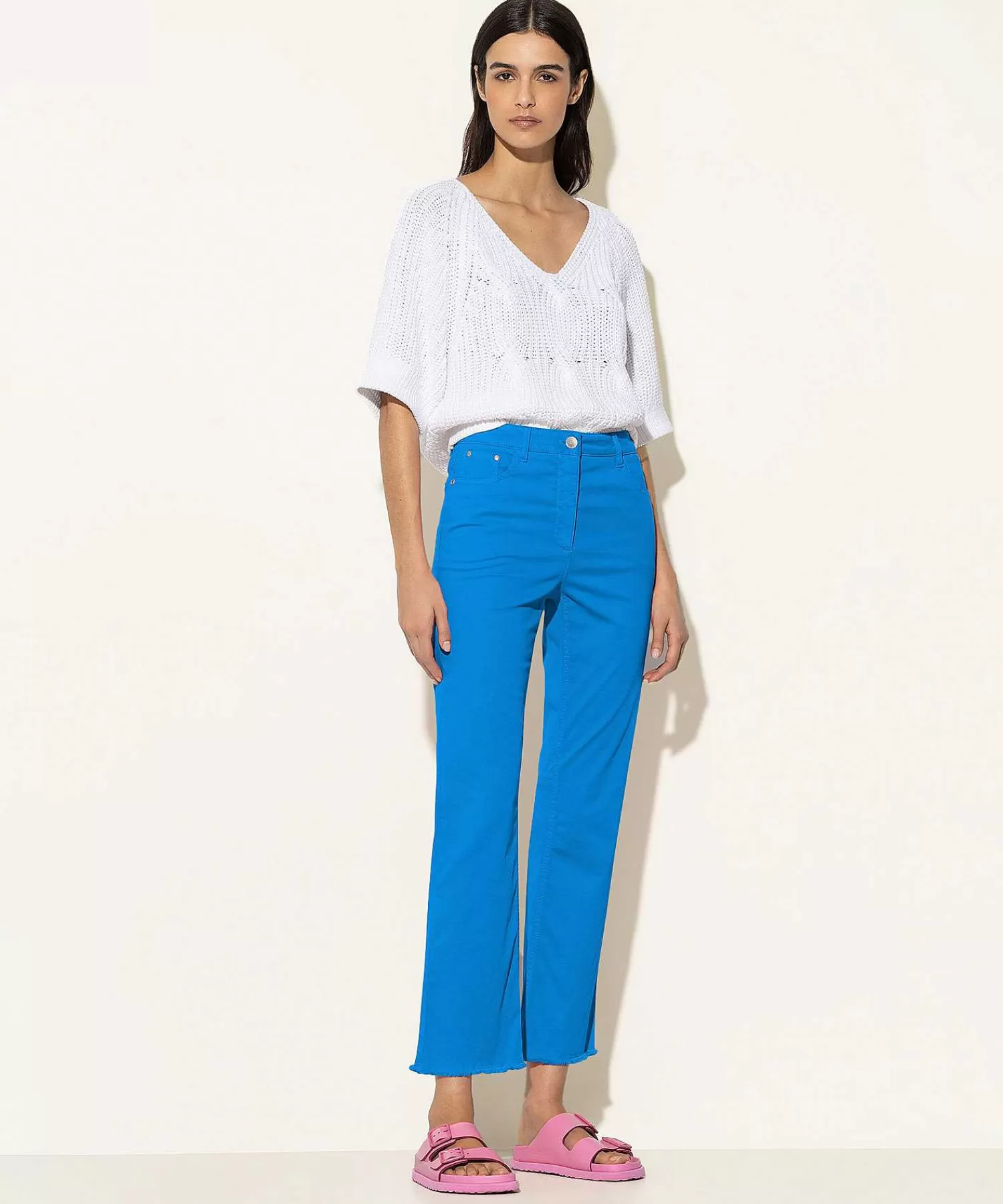 Luisa Cerano Pantalones Kick Flare Algodon Suave Discount