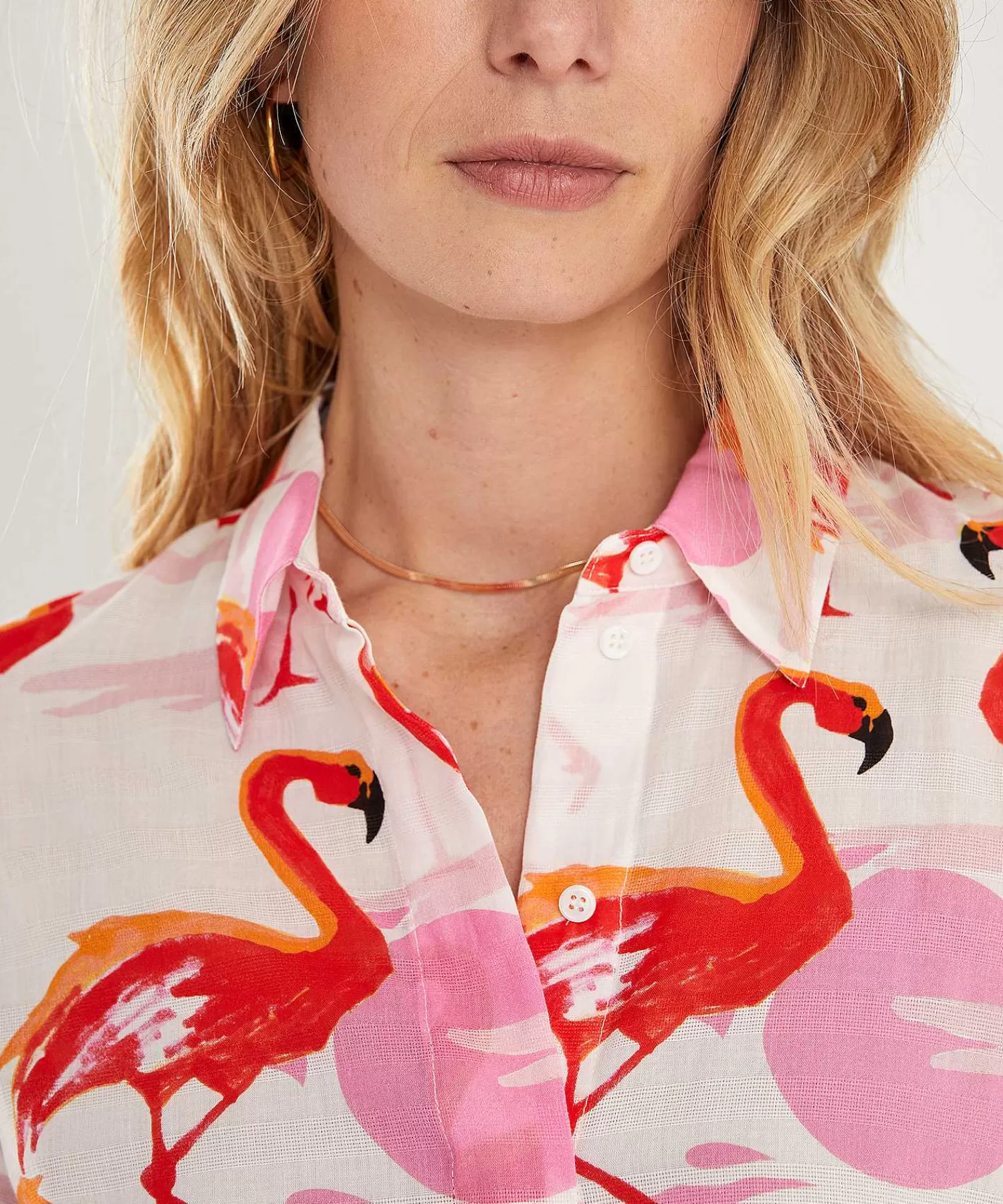 Marc Cain Additions Marc Cain Blusa Larga De Voile De Algodon Flamenco Hot