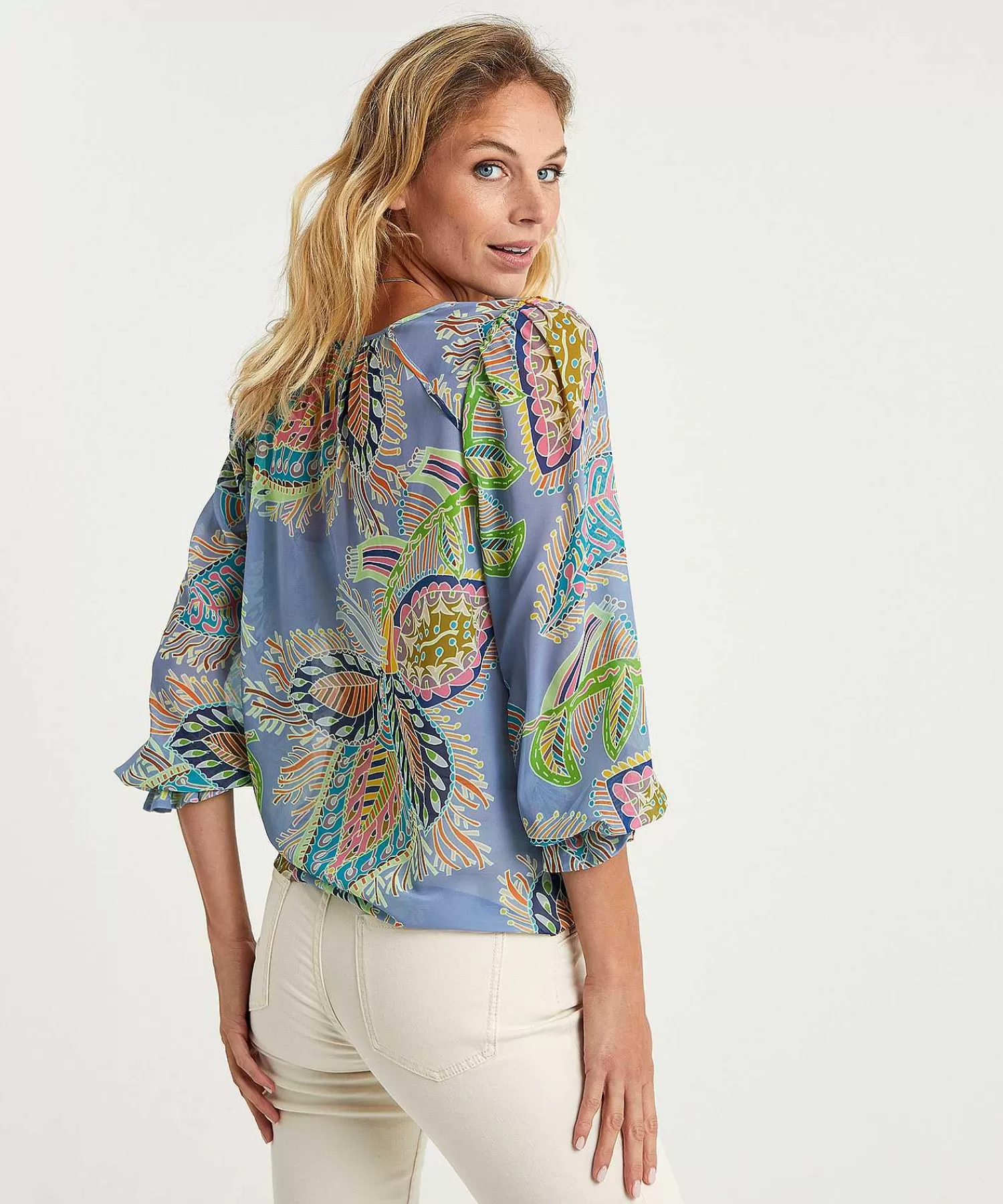Marc Cain Collections Marc Cain Blusa Voile Estampado Hojas Multicolor Clearance