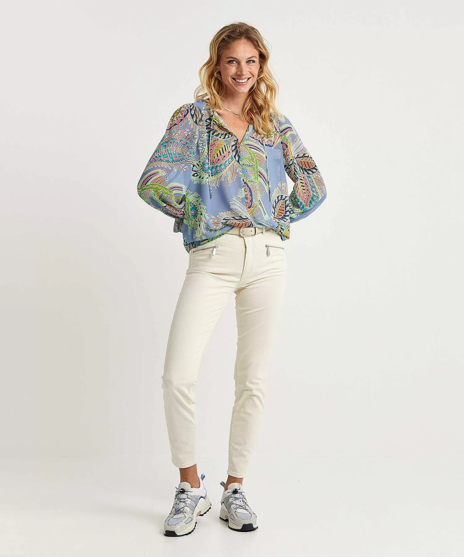 Marc Cain Collections Marc Cain Blusa Voile Estampado Hojas Multicolor Clearance