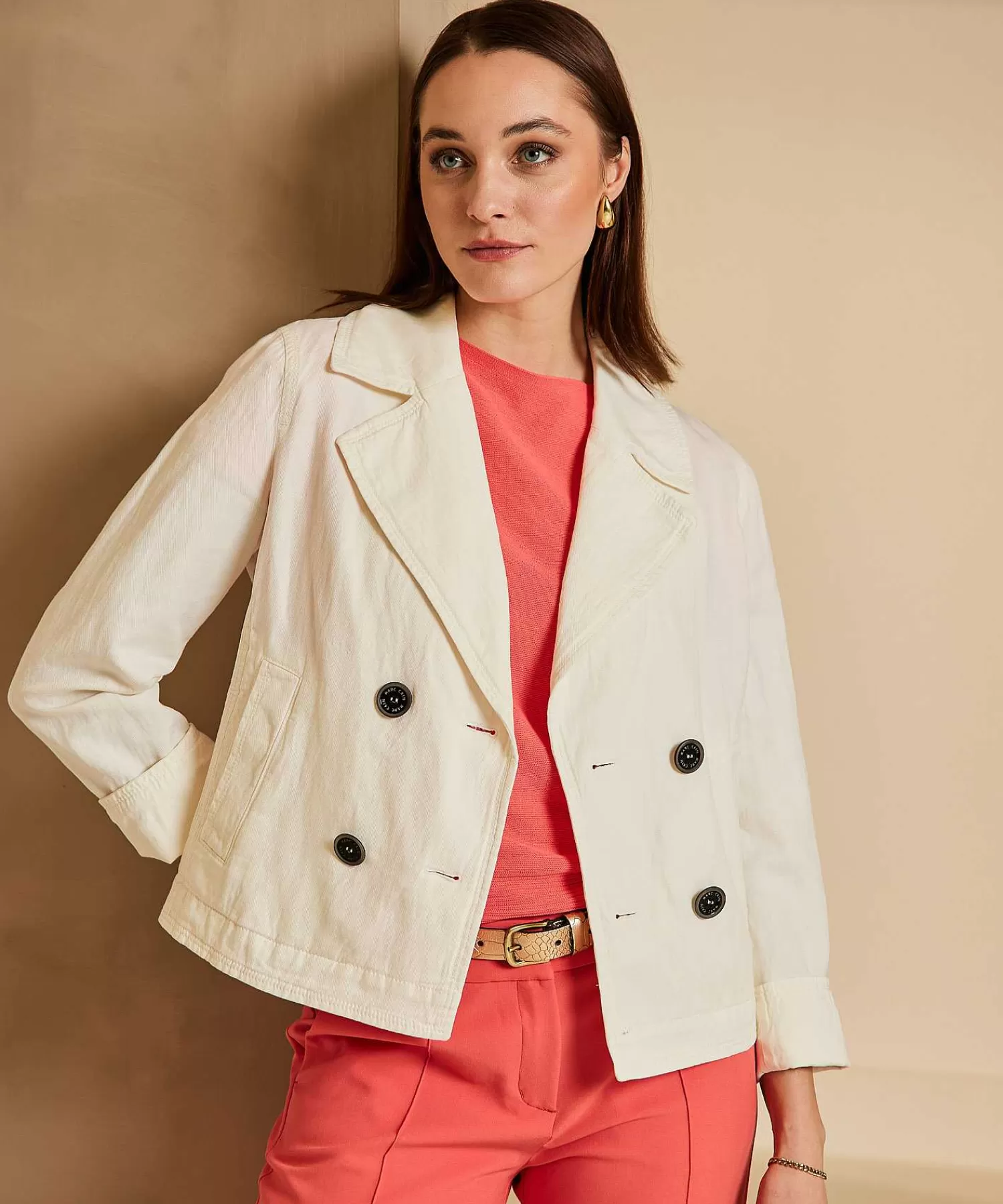 Marc Cain Sports Marc Cain Chaqueta Deportiva Corta Caban En Mezcla De Lino Sale