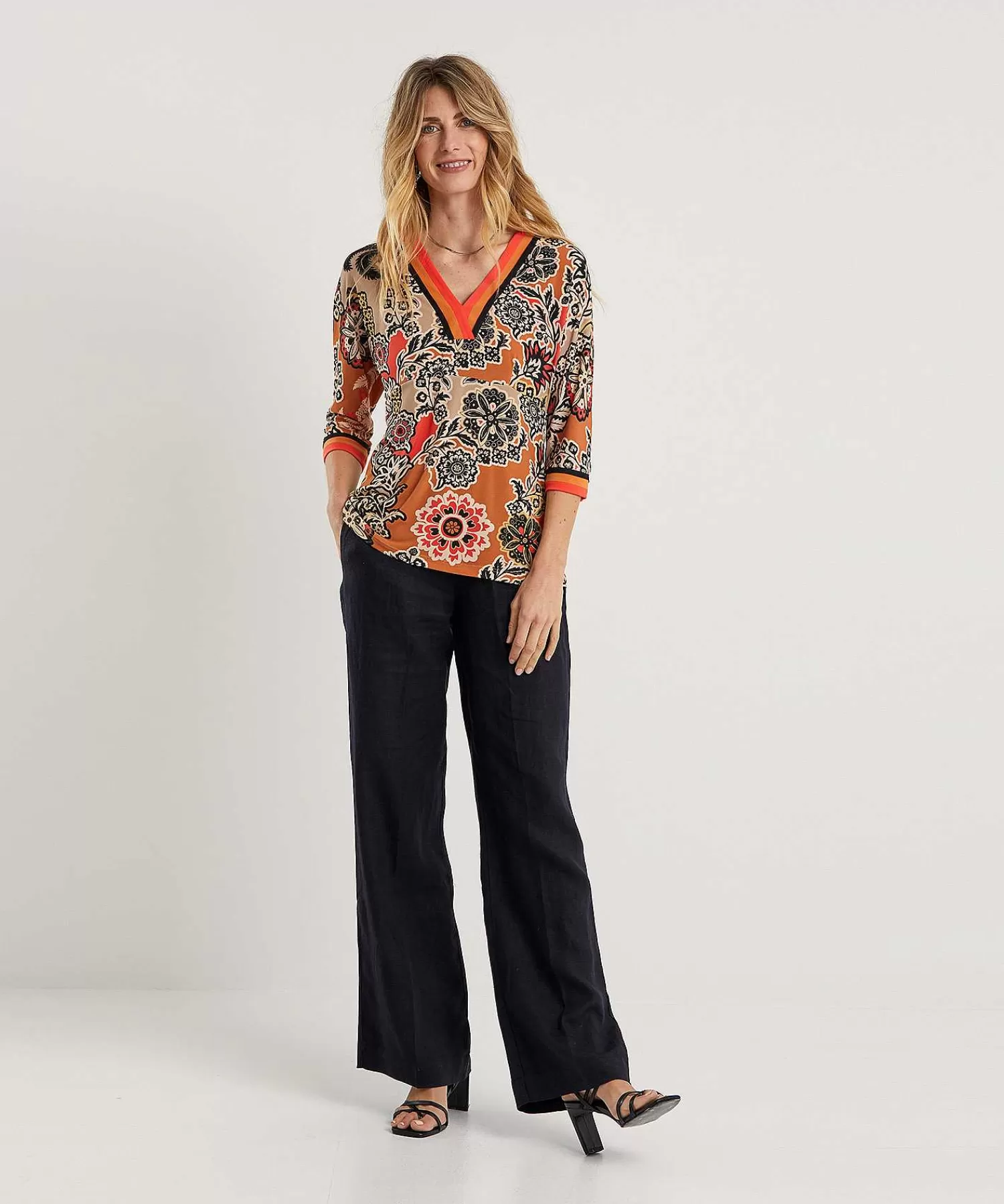 Marc Cain Collections Marc Cain Slinky Kimono Top Estampado De Flores Clearance