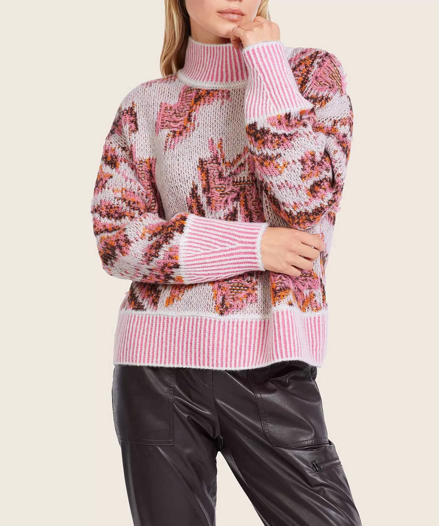 Marc Cain Sports Jacquard Cuello Alto Mezcla De Lana Discount