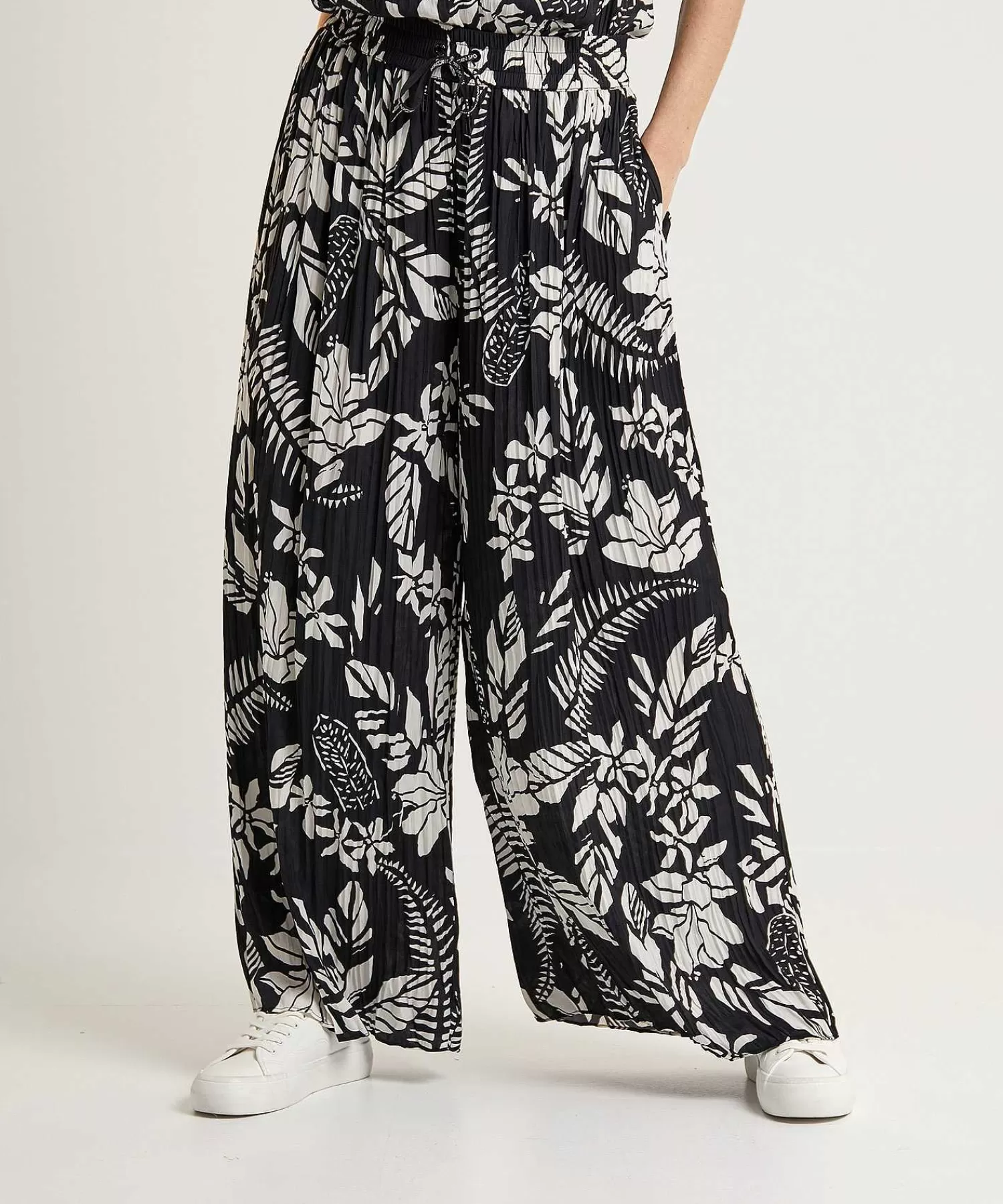 Marc Cain Sports Pantalon Palazzo Plisado Estampado Floral Lana Flash Sale