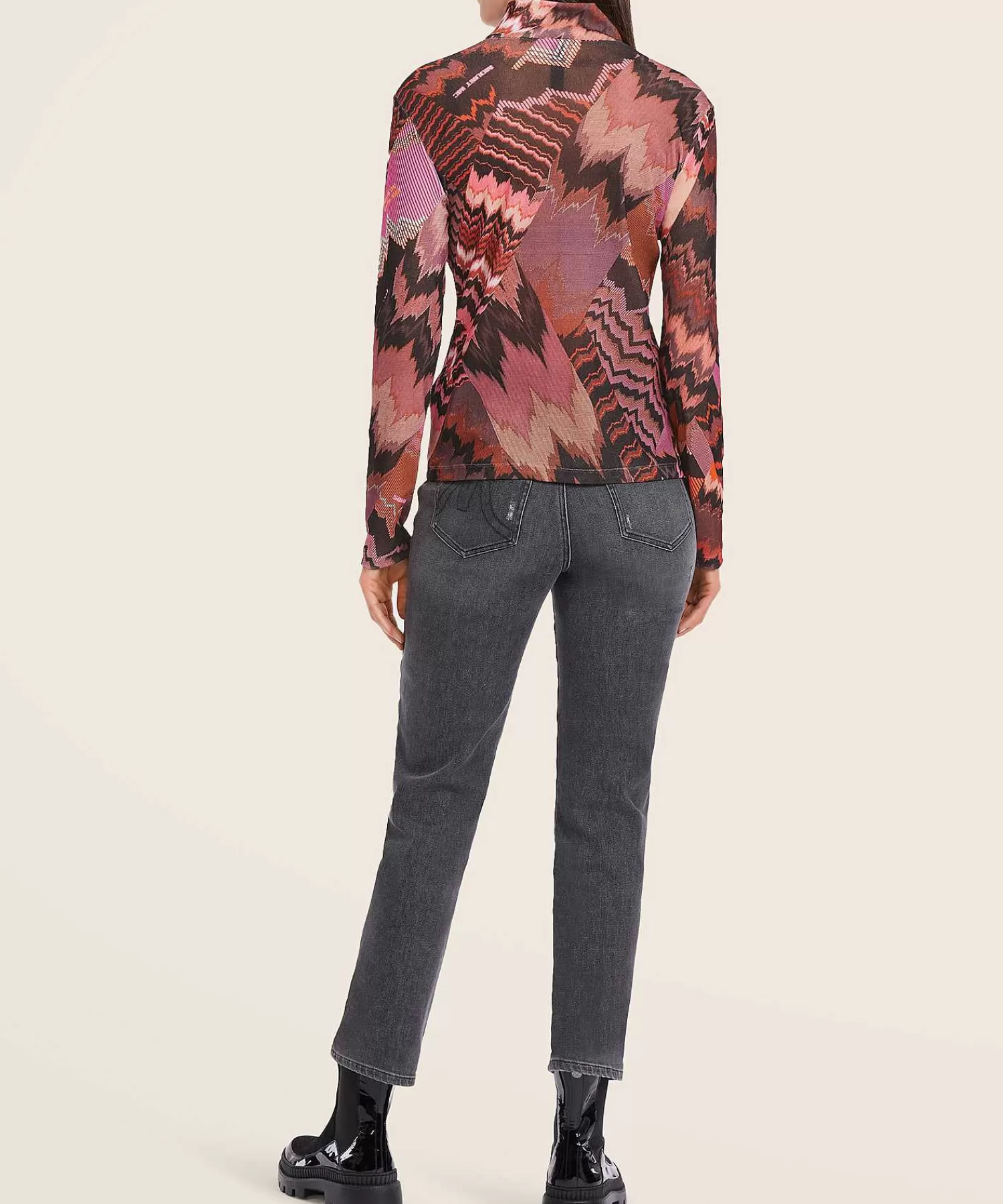 Marc Cain Sports Top De Malla Suave Con Estampado De Montana Clearance