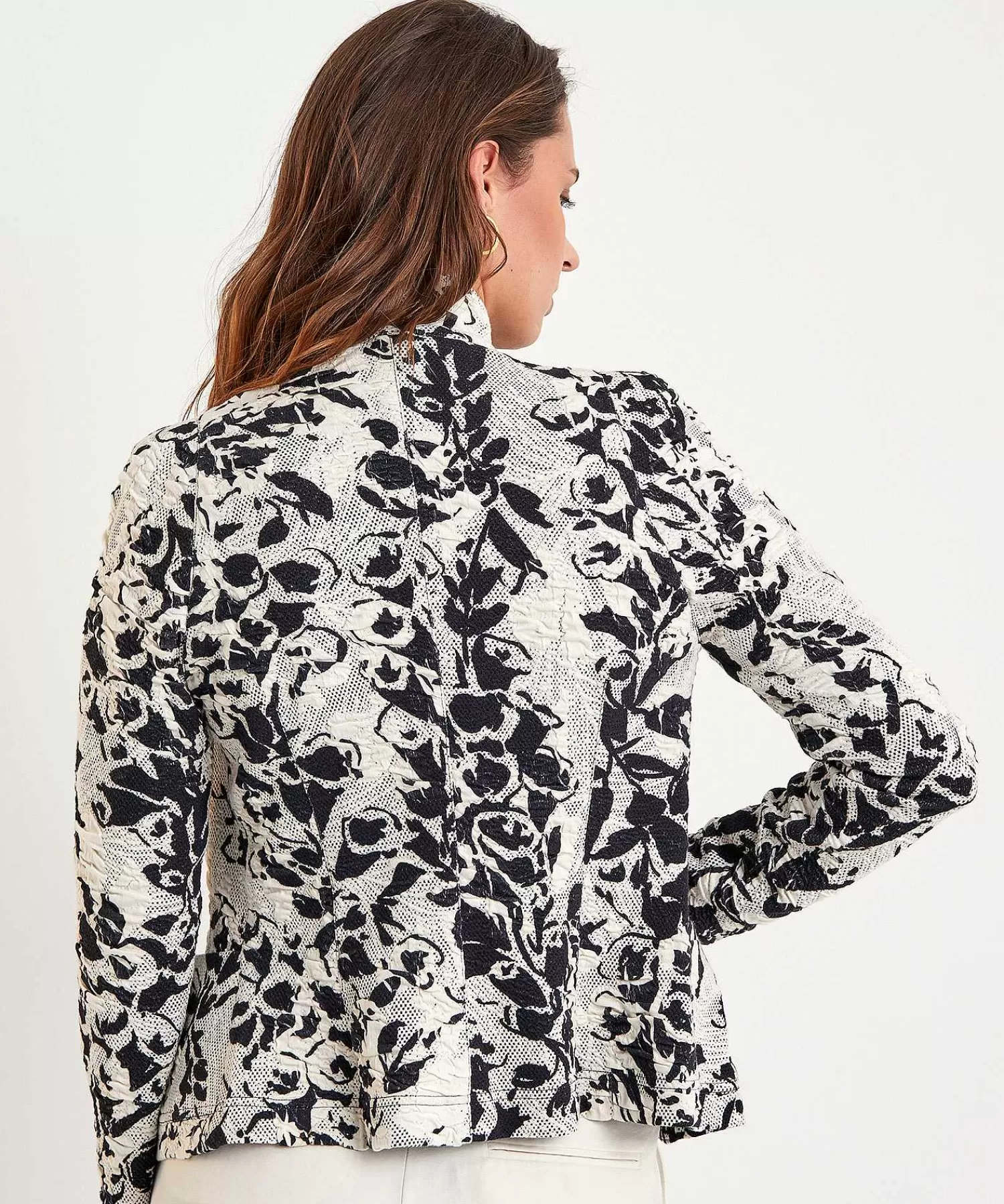 ML Collections Ml Colecciones Estructura Blazer Flores Negro Blanco Fashion