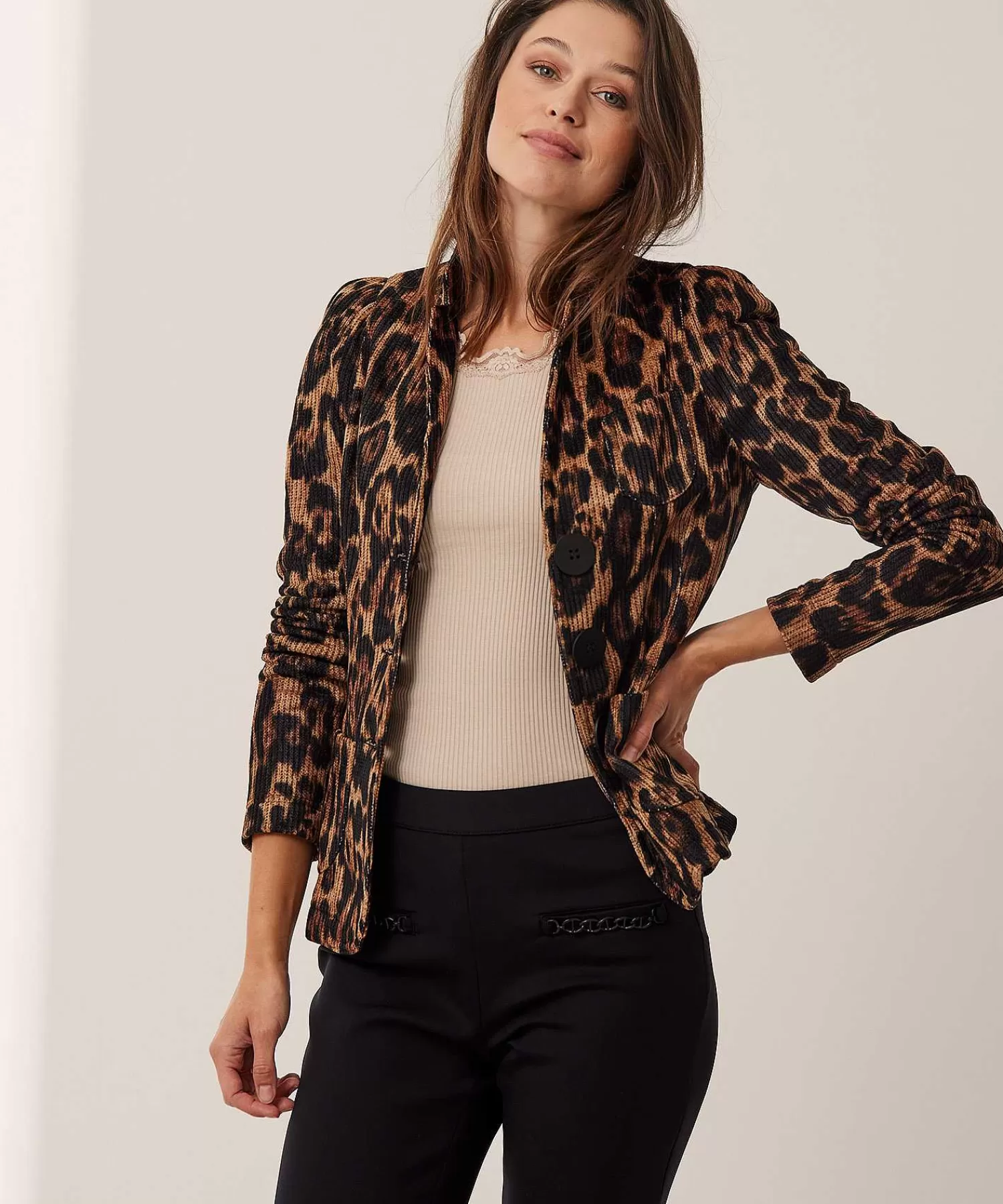 ML Collections Blazer De Chenilla Con Estampado De Leopardo Cheap
