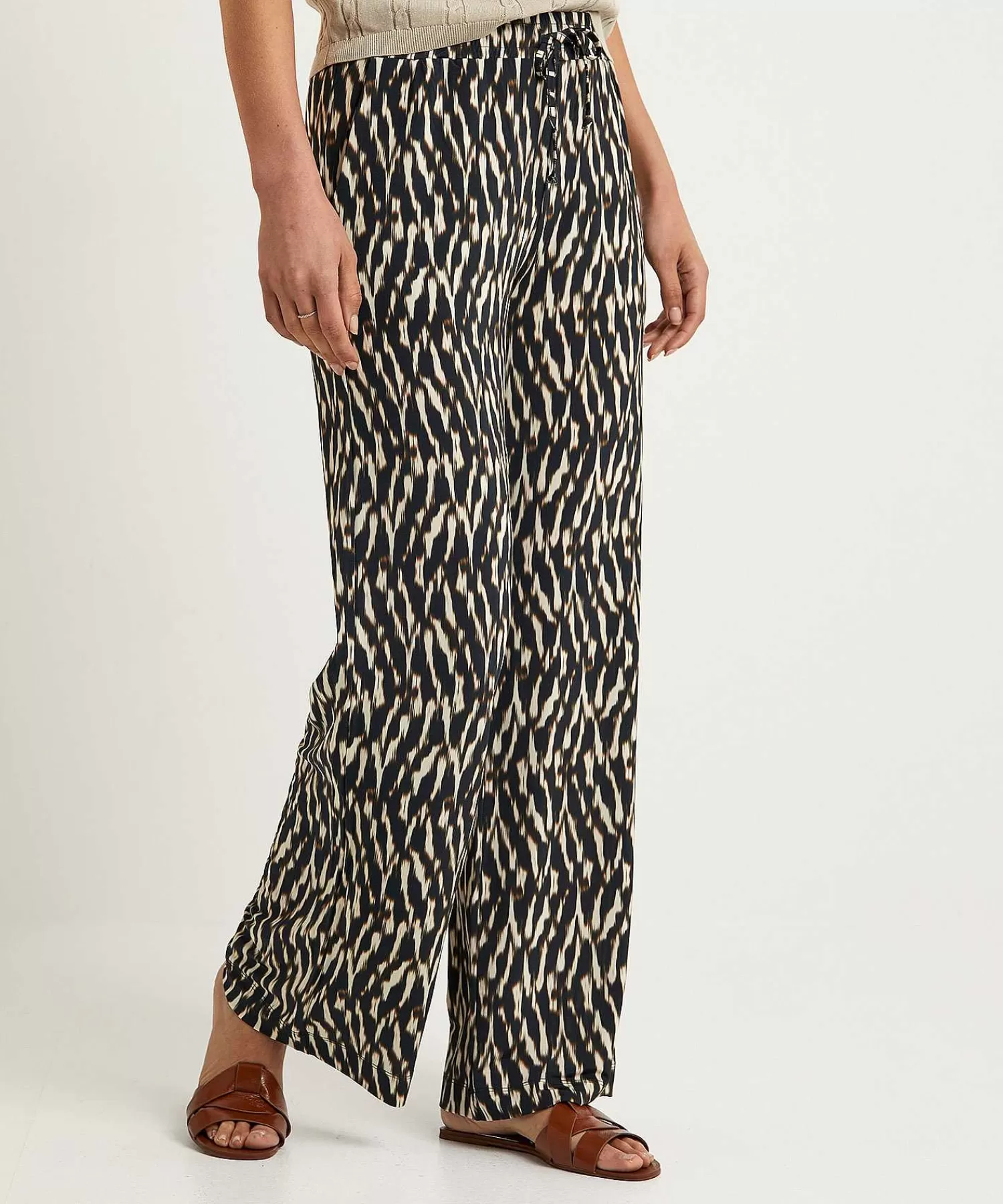 No Man's Land Pantalones Palazzo Cenidos Con Estampado Borroso Flash Sale