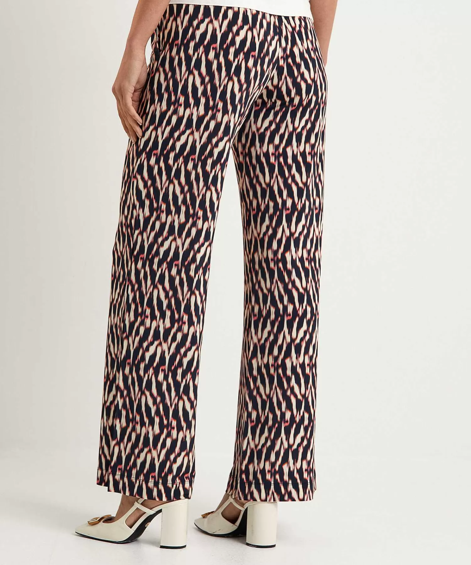 No Man's Land Pantalones Palazzo Cenidos Con Estampado Borroso Shop