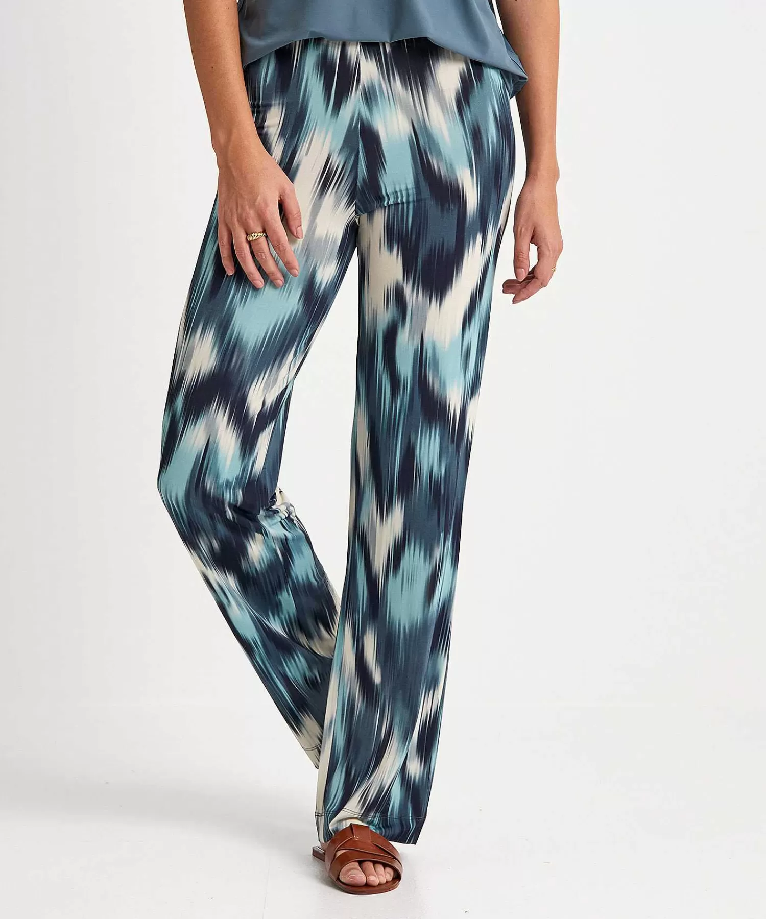 No Man's Land Slinky Palazzo Pantalones Tie-Dye Store