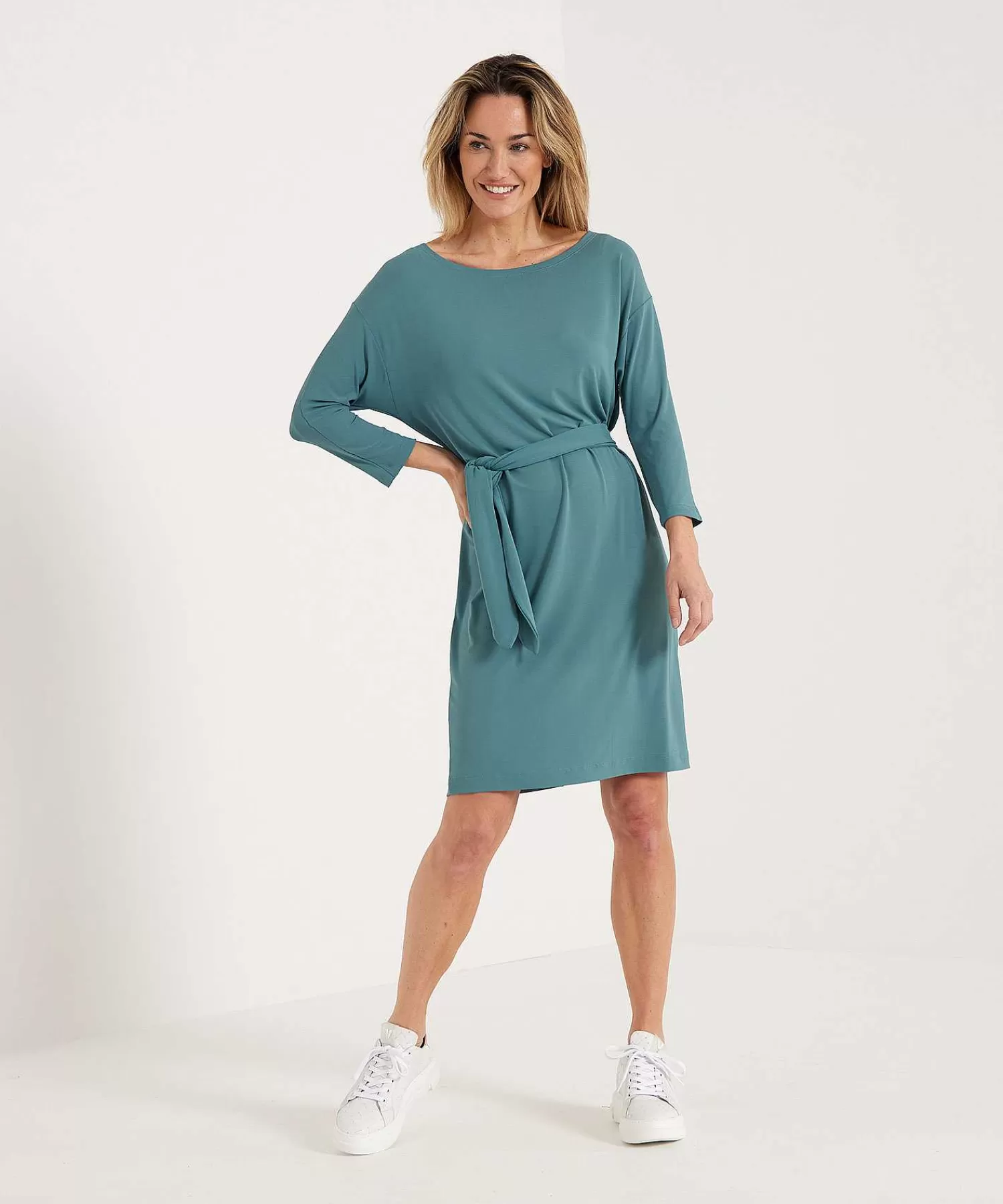No Man's Land Vestido Cenido Cinturon Crepe New