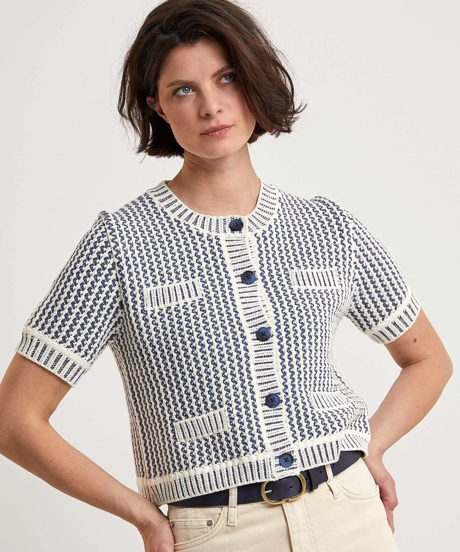 OUI Cardigan Corto Bicolor Discount