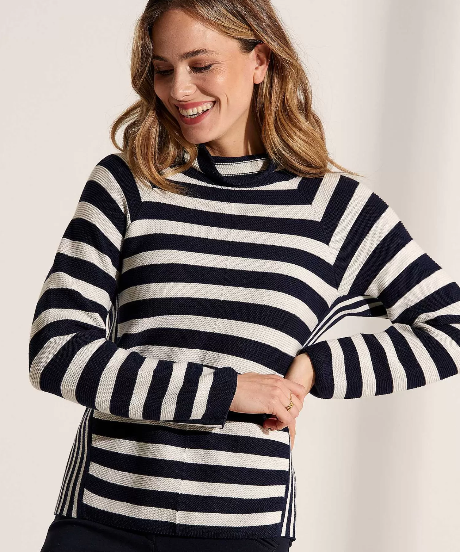 OUI Jersey De Cuello Alto De Punto Acanalado A Rayas Store