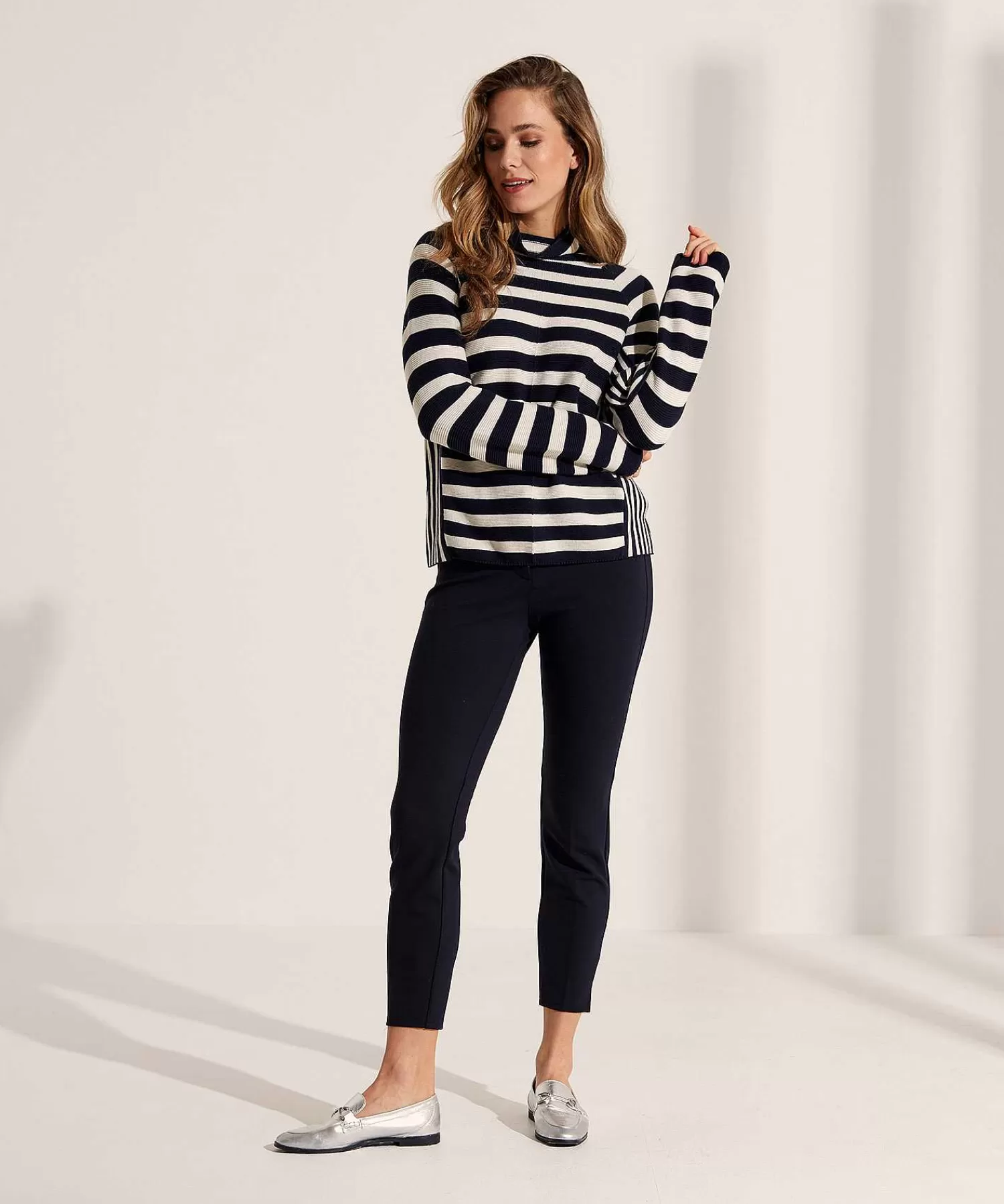 OUI Jersey De Cuello Alto De Punto Acanalado A Rayas Store