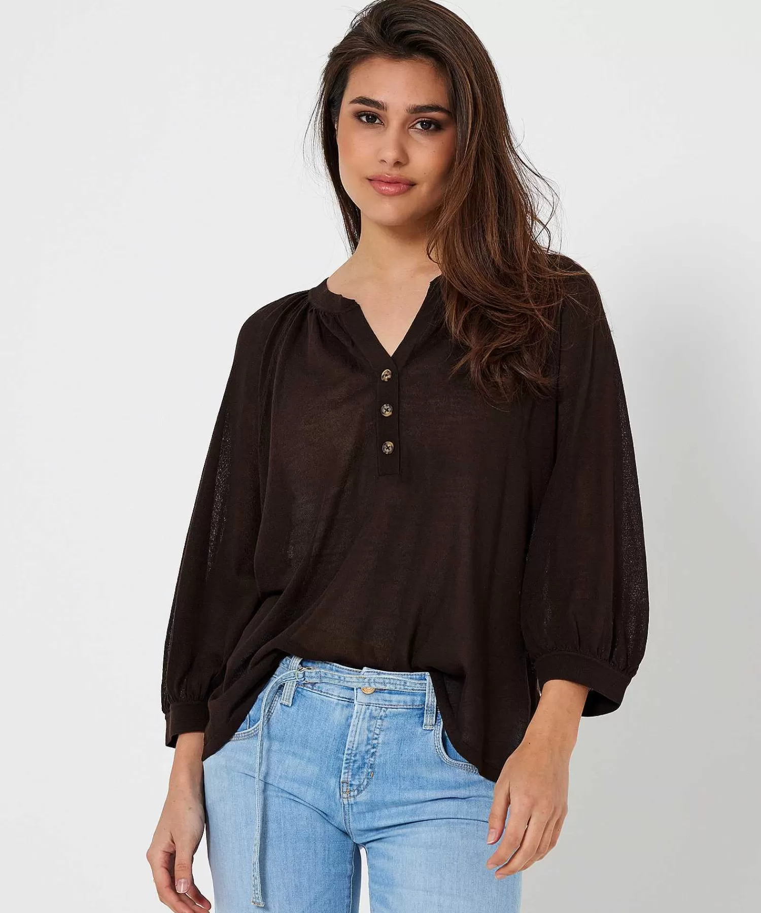 OUI Jersey Top Botones De Punto Fino Sale