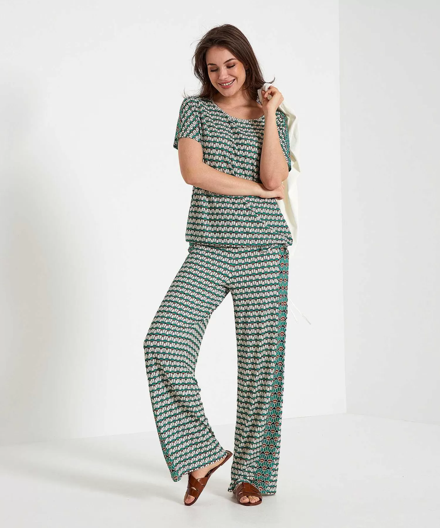 OUI Slinky Pantalones Anchos Con Estampado Retro Fashion