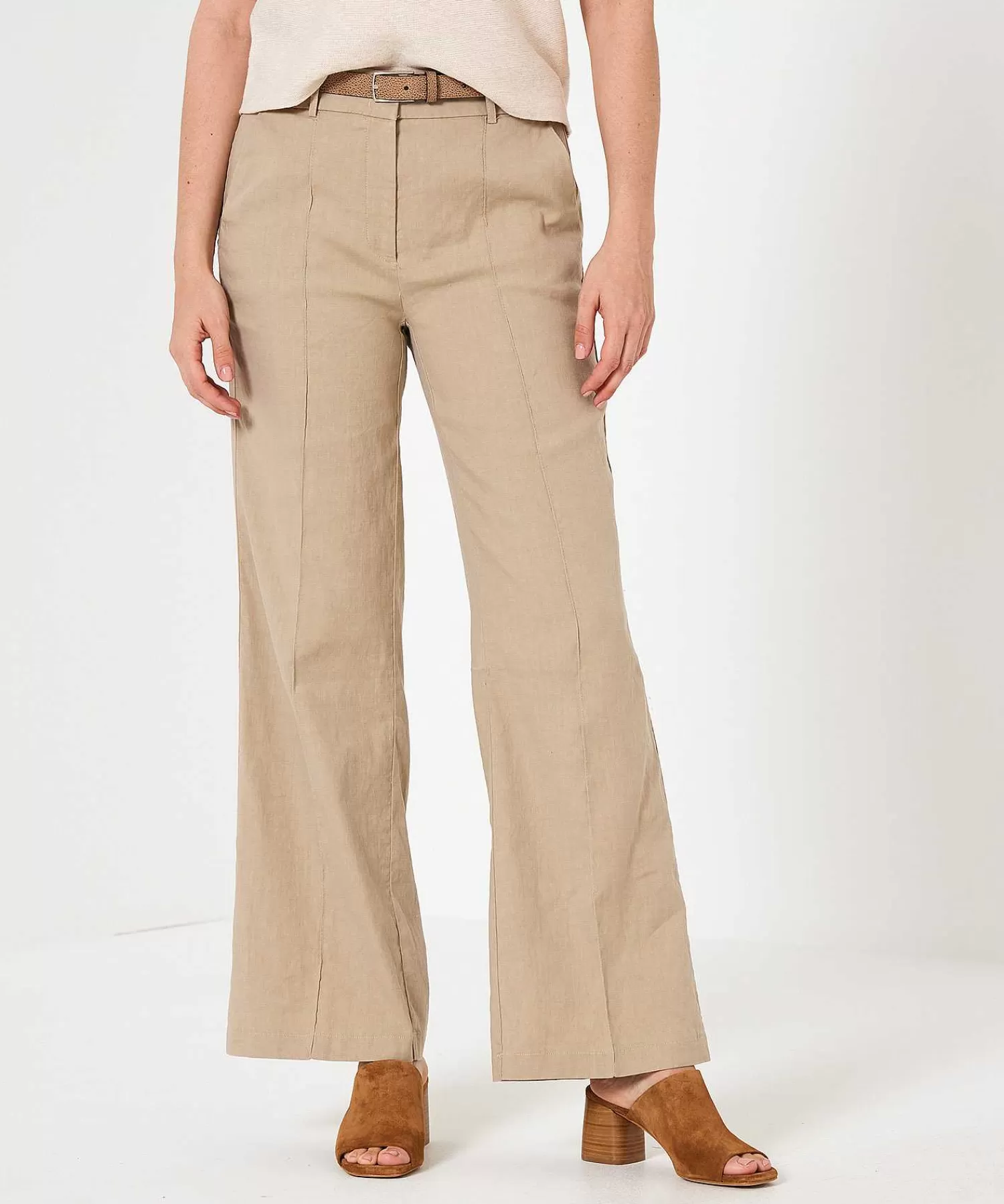 Cambio Pantalon Ancho Mezcla Lino Amelie Cheap
