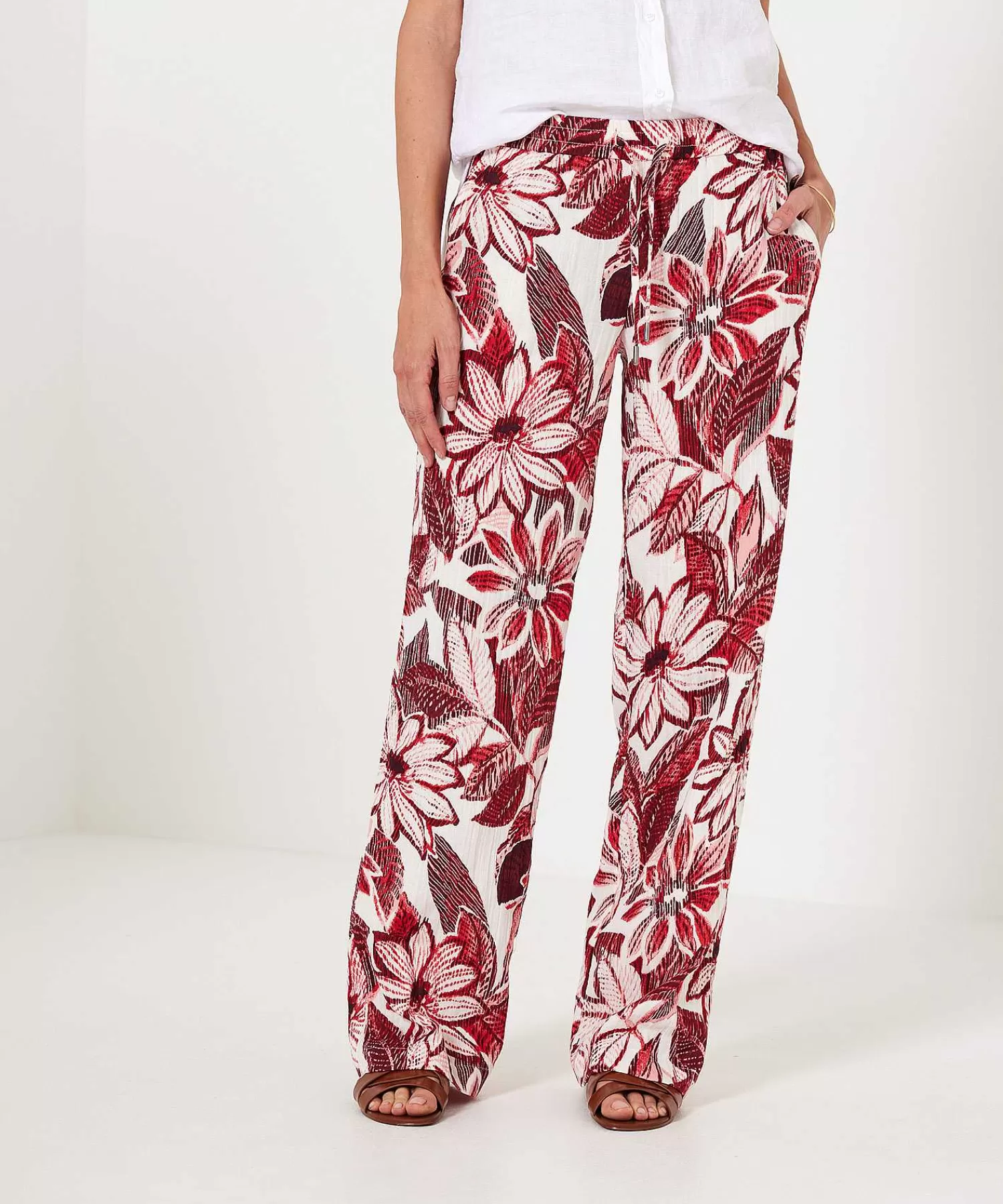 KYRA Pantalon Flor Roja Linza Outlet