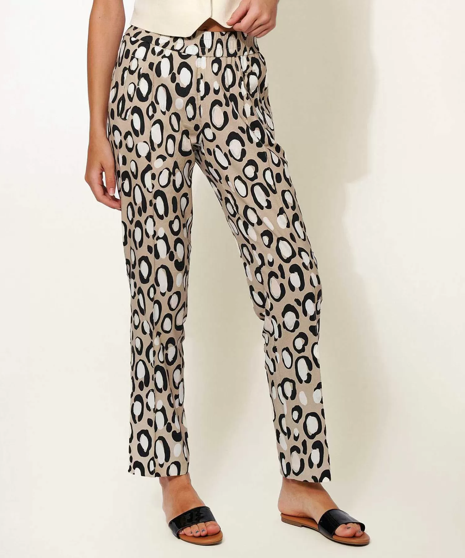 Rosner Pantalon De Mezcla De Lino Estampado Pantera May Zigarette Cheap