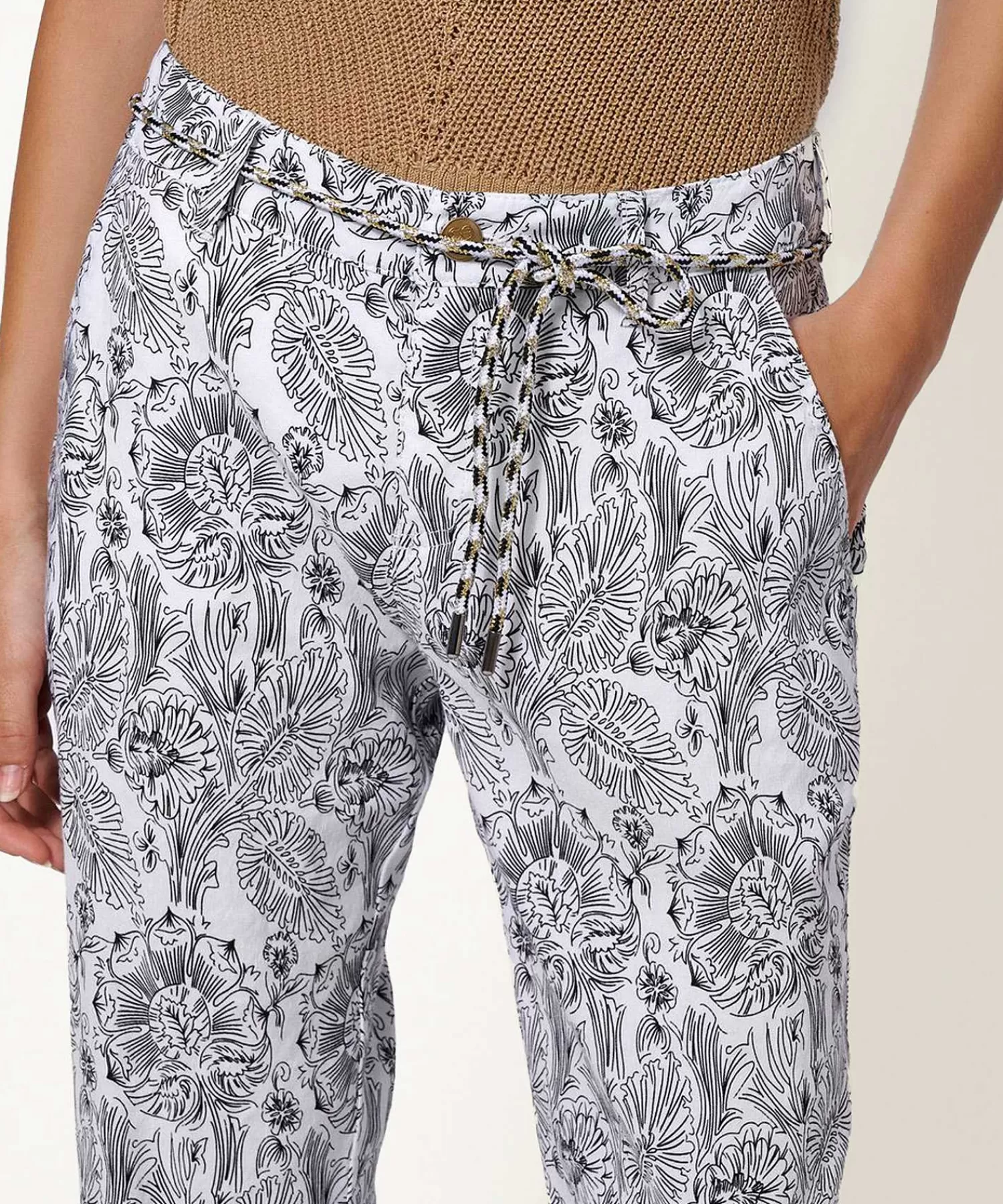 Rosner Pantalon Mezcla De Lino Flores Mayo Store