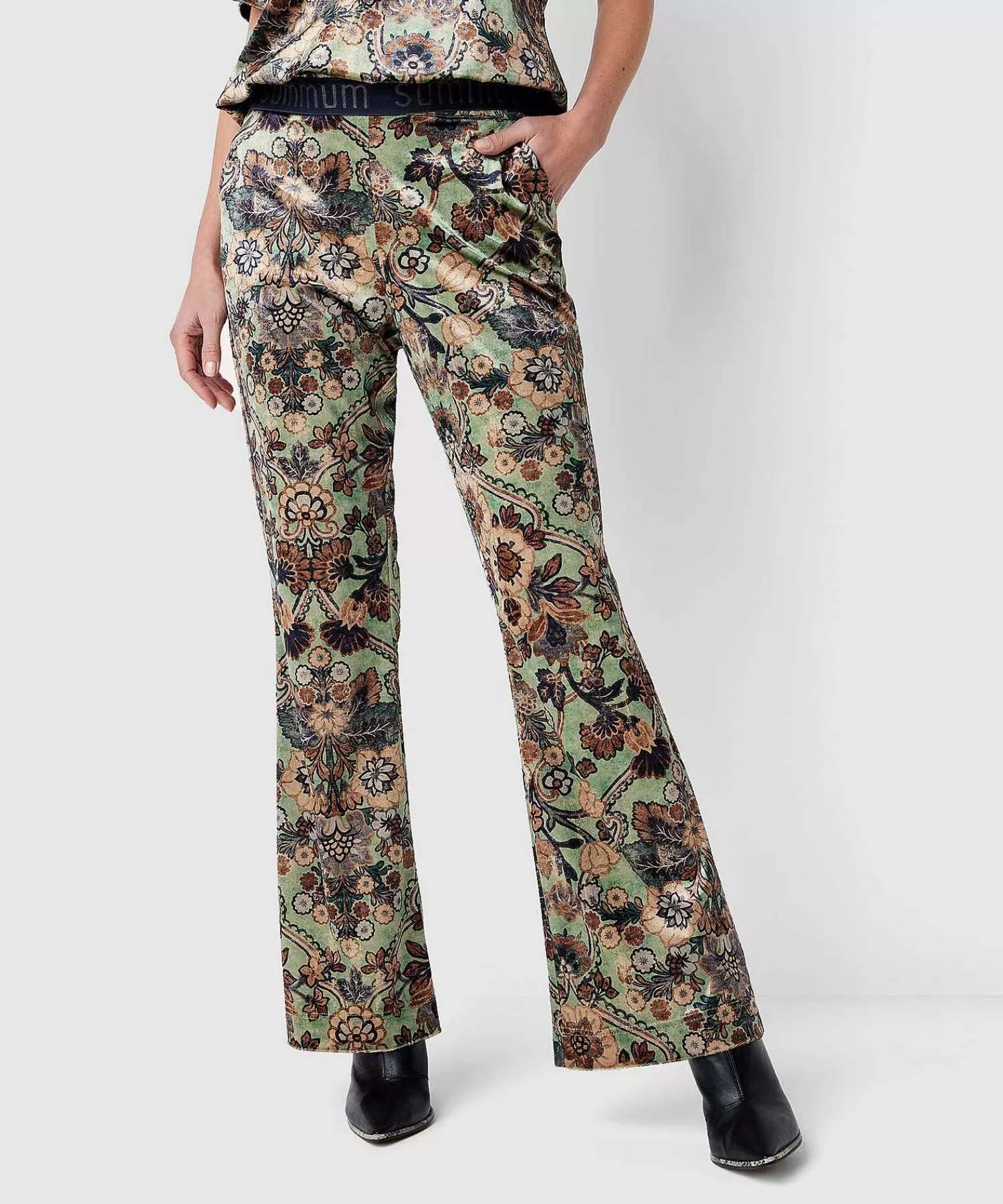 Summum Pantalon Acampanado Terciopelo Flor Cheap