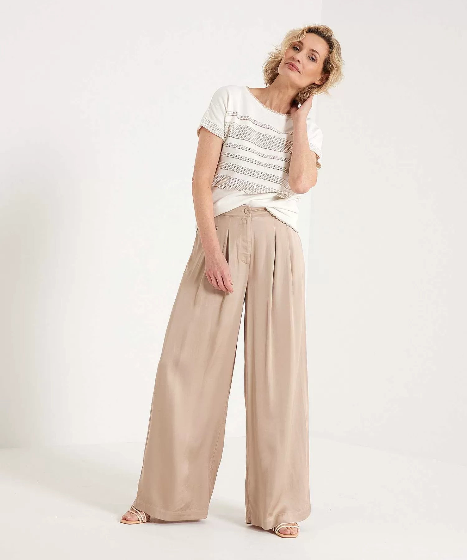 Summum Pantalon Palazzo Saten Sedoso Flash Sale