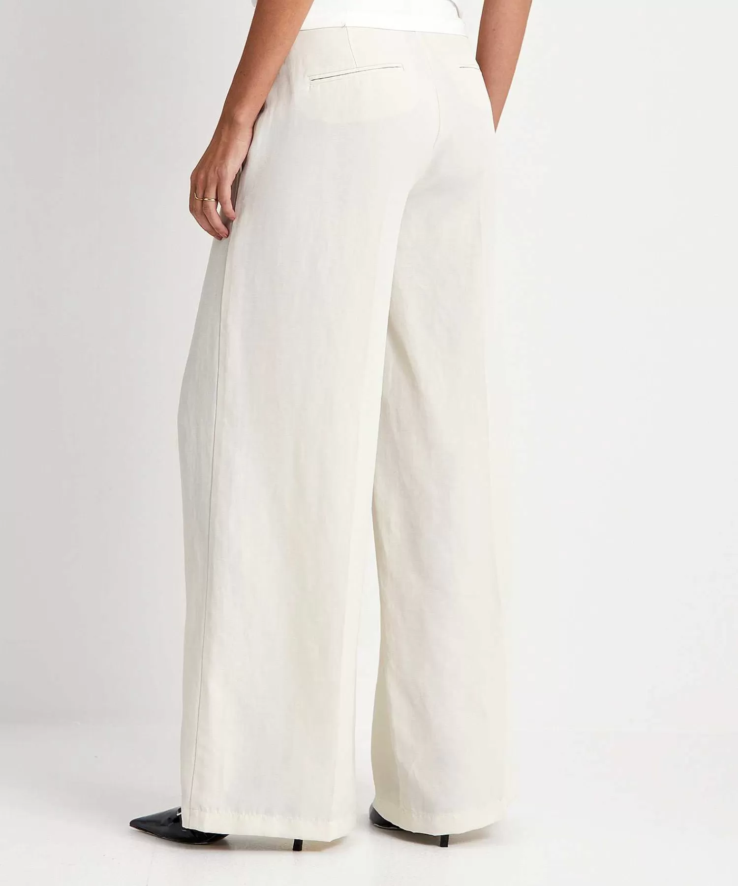 Cambio Pantalones Anchos De Mezcla De Lino Alva Shop