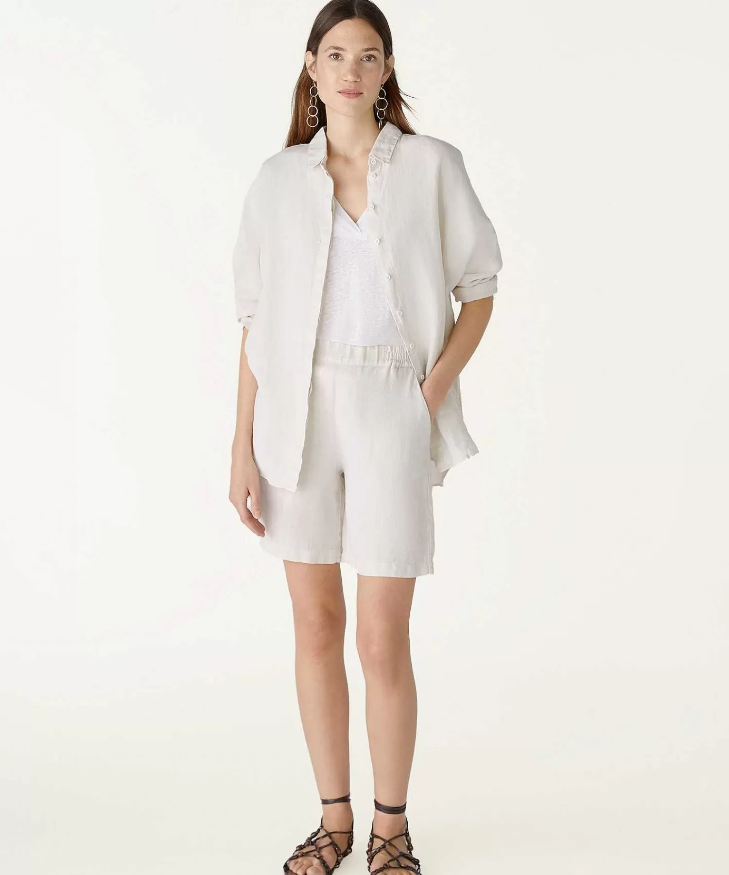 OUI Pantalones Cortos De Lino Discount