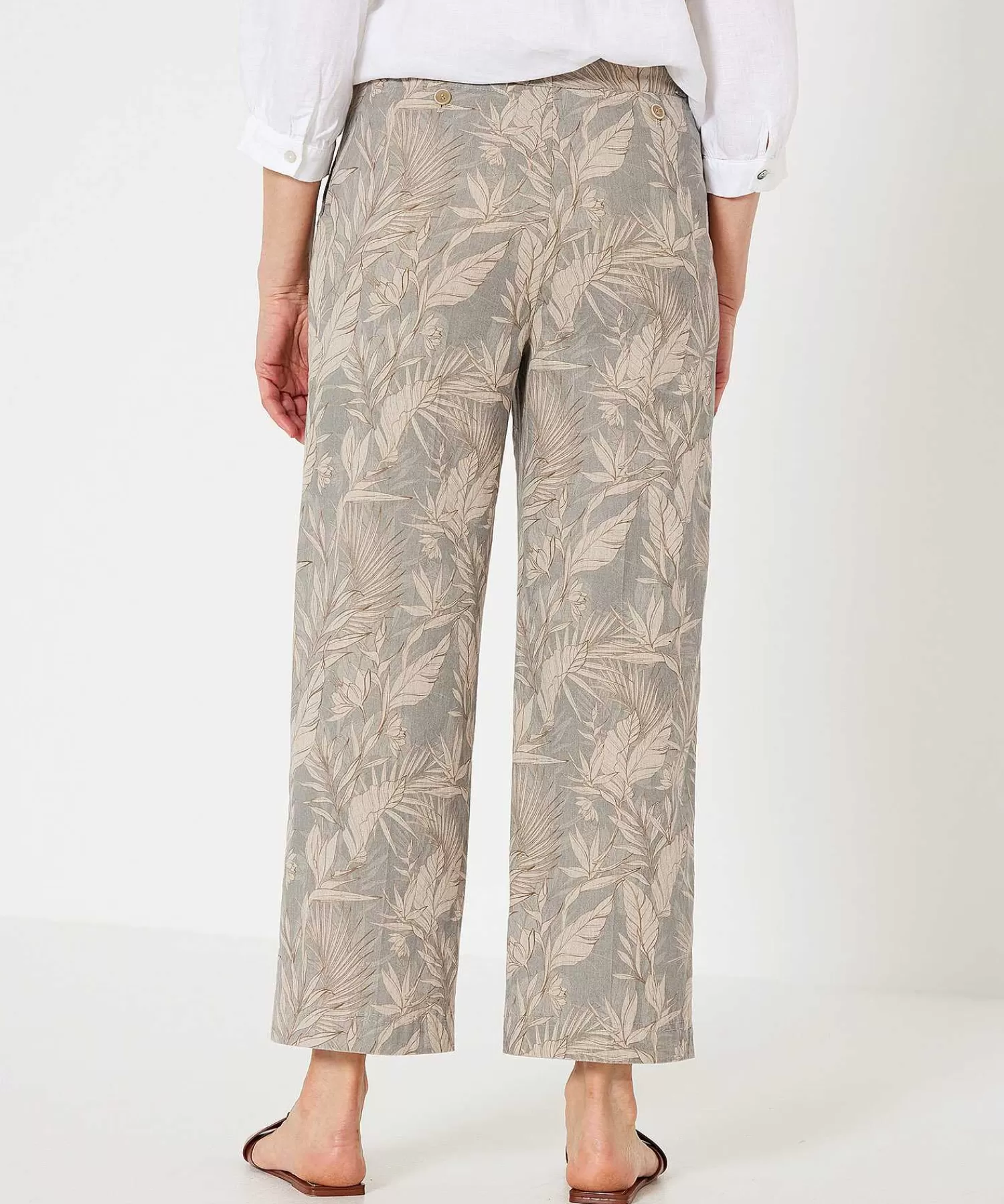 Brax Pantalones Cortos De Mezcla De Lino Con Estampado De Hojas Maine Discount