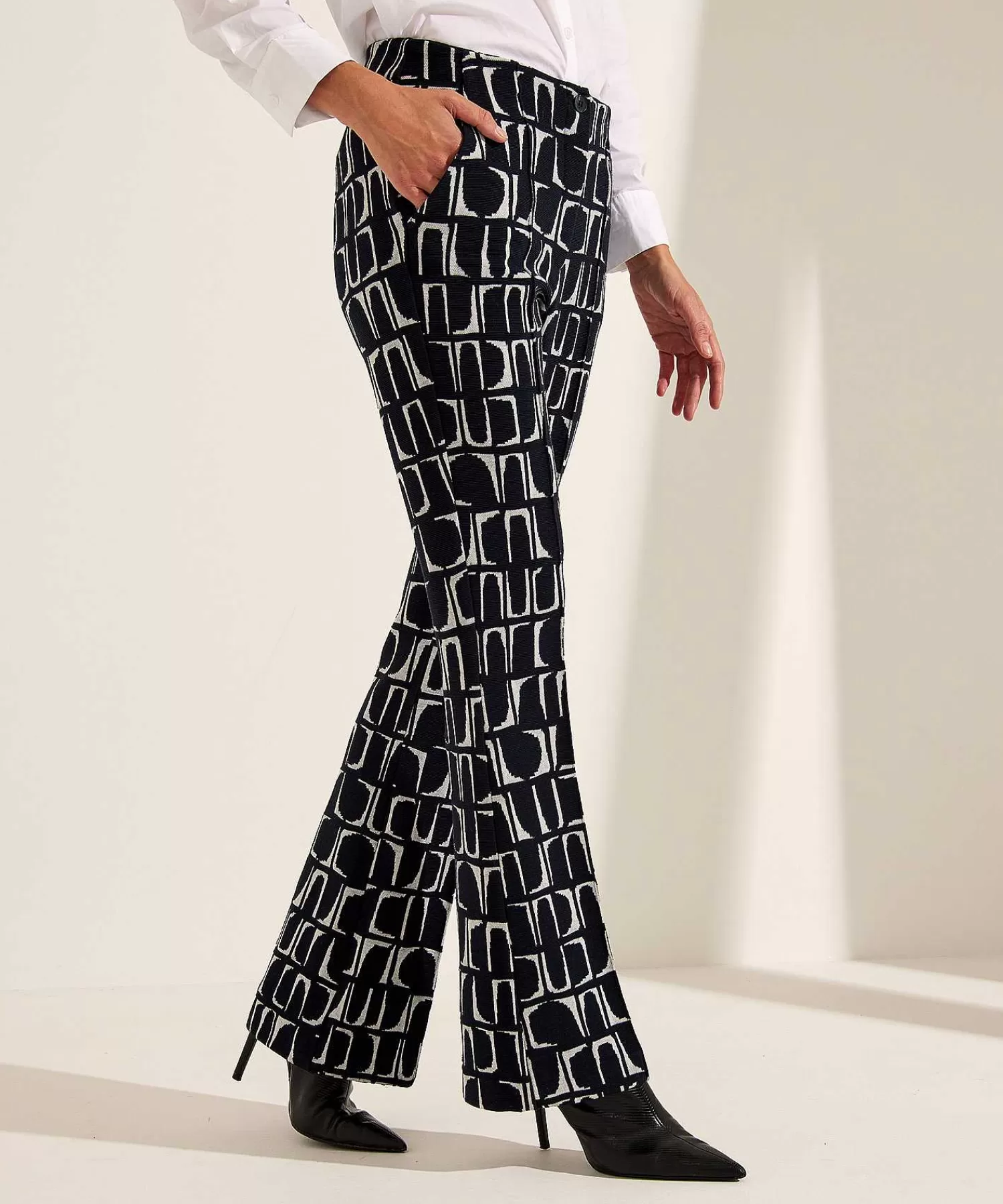 KYRA Pantalones De Pernera Ancha Con Estampado Geometrico Dipper Shop