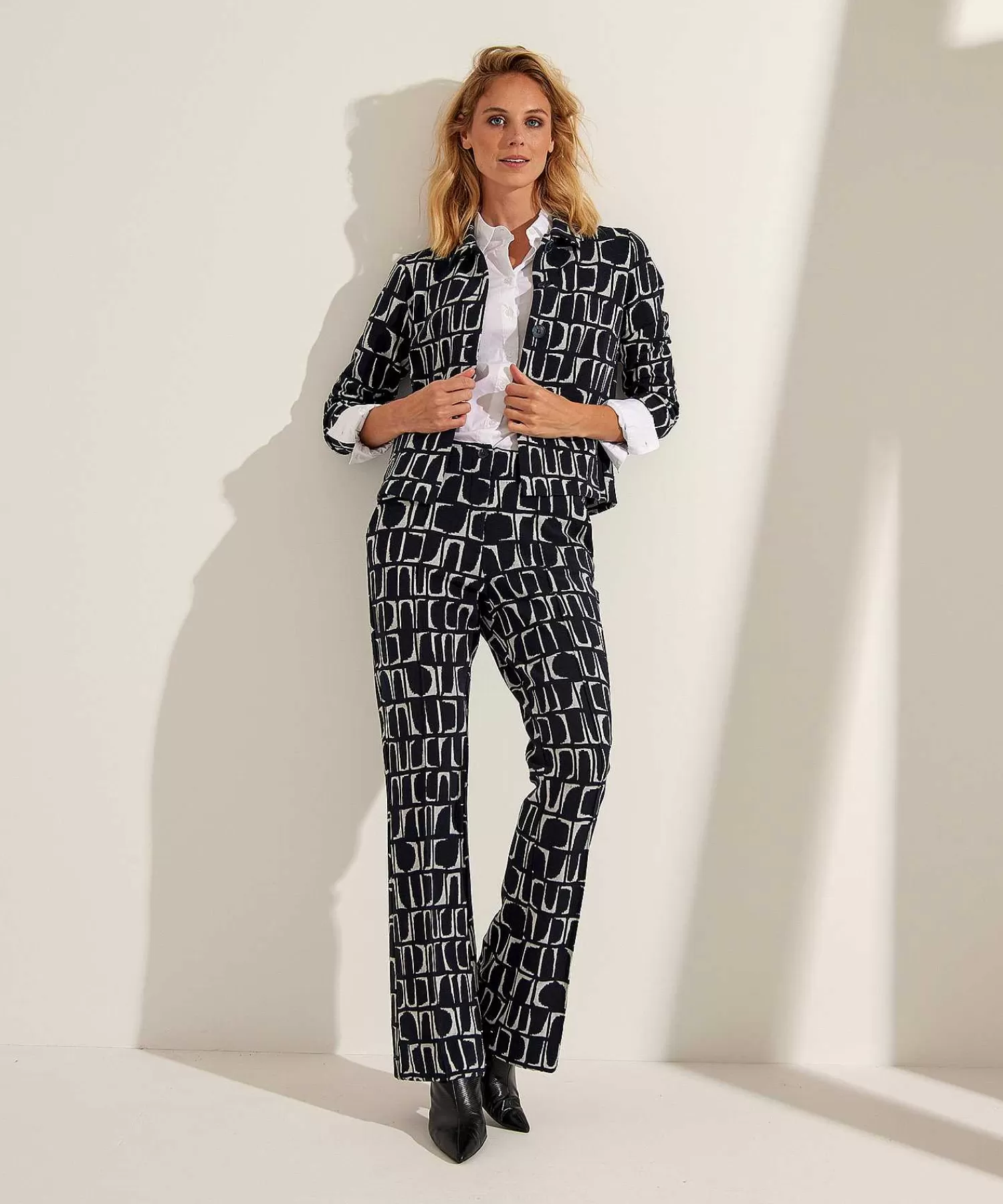 KYRA Pantalones De Pernera Ancha Con Estampado Geometrico Dipper Shop