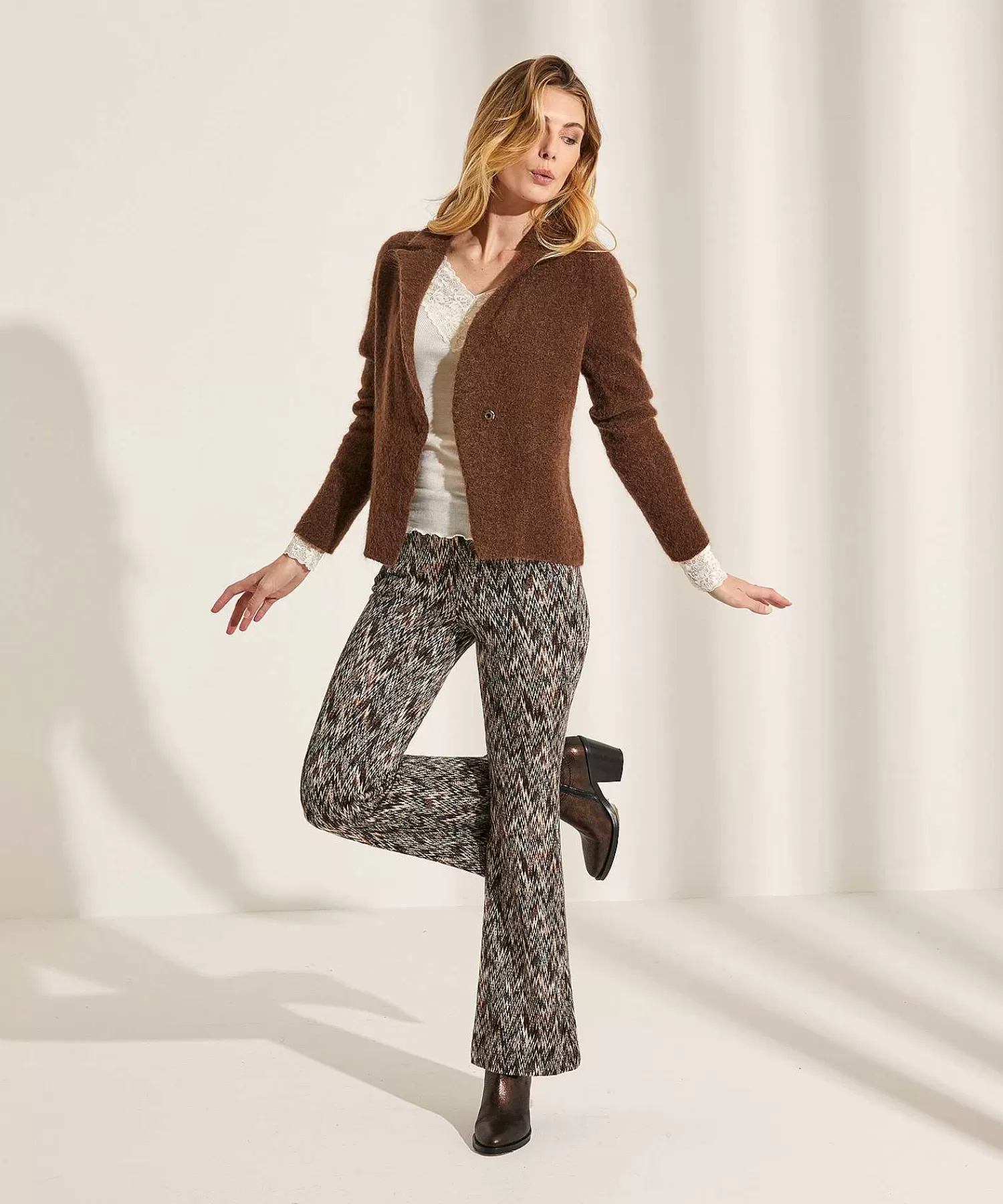 MAC Jeans Pantalones Bootcut Jacquard Zigzag Discount