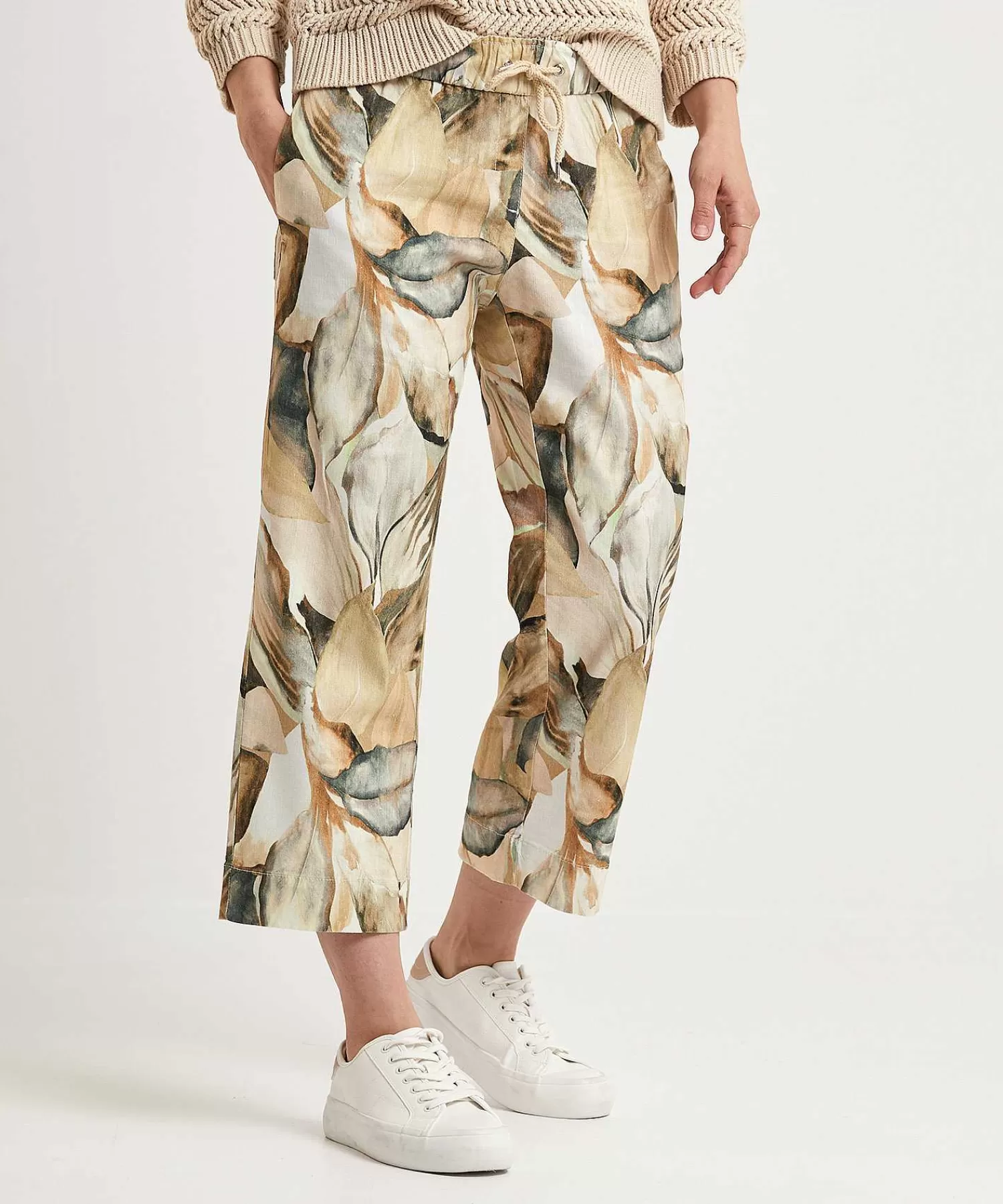 TONI Pantalones Capri Pierna Ancha Pia Con Estampado De Hojas Best
