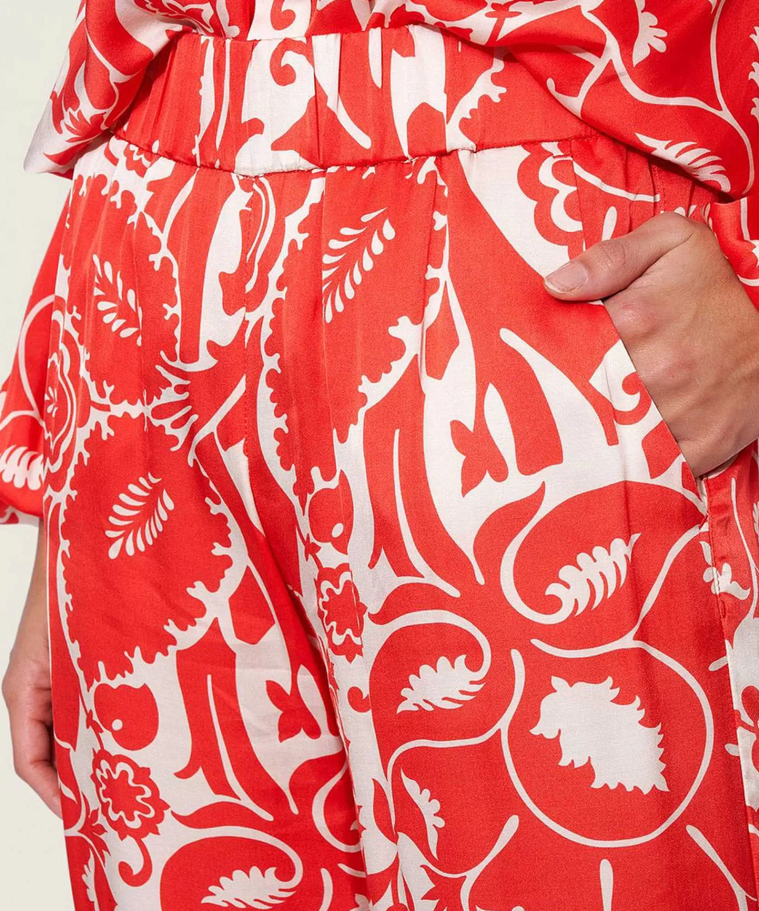 Rosner Pantalones Palazzo Sedosos Estampado De Hojas Mayo New