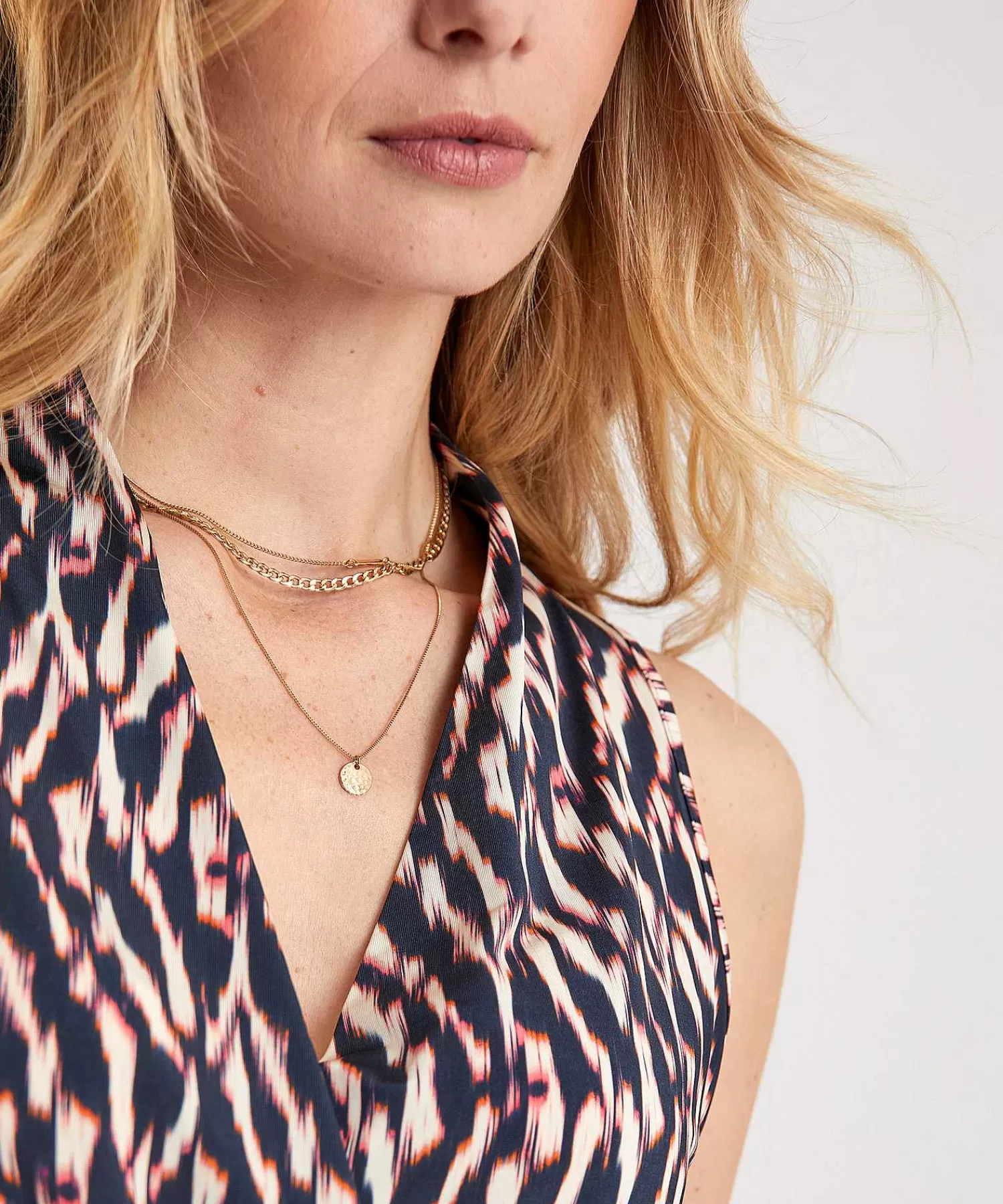 No Man's Land Top Cruzado Cenido Con Estampado Borroso De Outlet